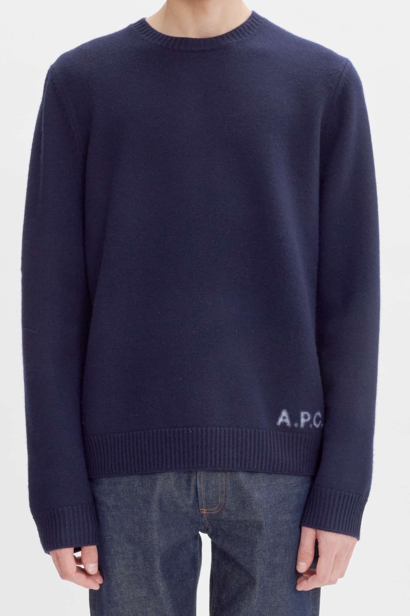 A.P.C. Unisex Sweater Crew Neck Dark Navy Maat: S | Sweaters Outlet | Unisex | Blauw