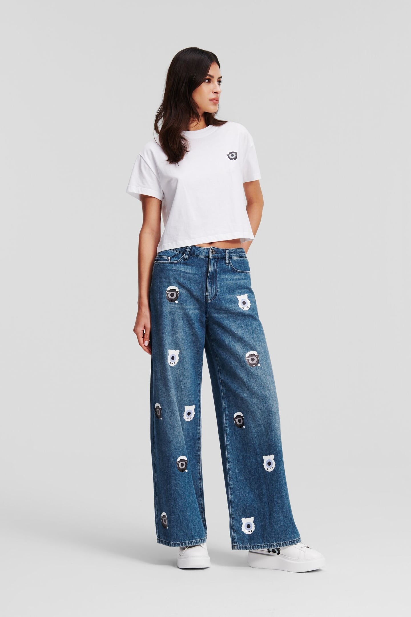 Karl Lagerfeld Klxdd Printed Denim Pants Mid Blue Denim Taglia: W29 | Jeans Outlet | Donna | Blu