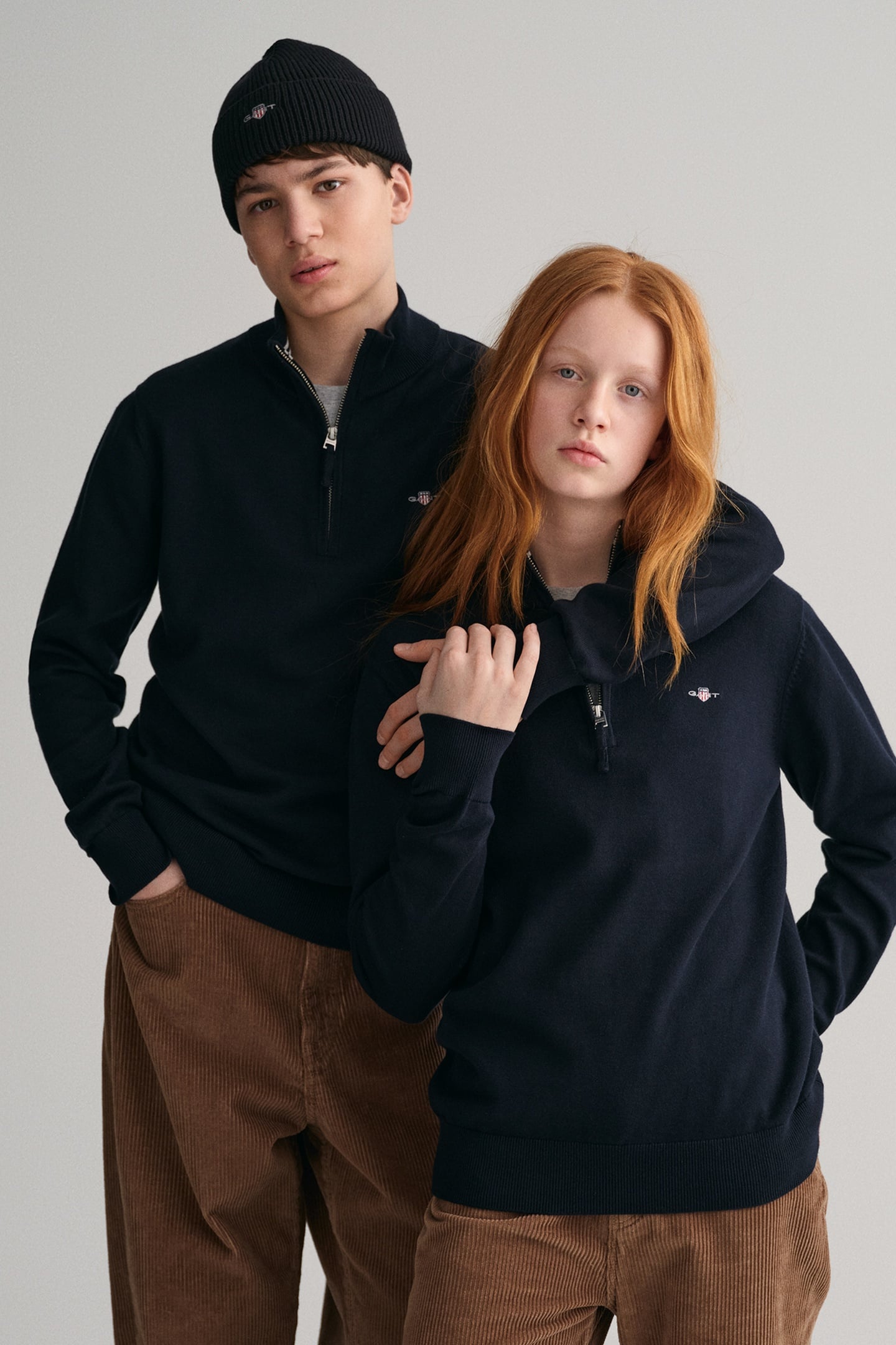 GANT Teen Unisex Shield Cotton Half Zip Evening Blue Size: 134/140 | Sweaters and Cardigans Outlet | kids | Blauw