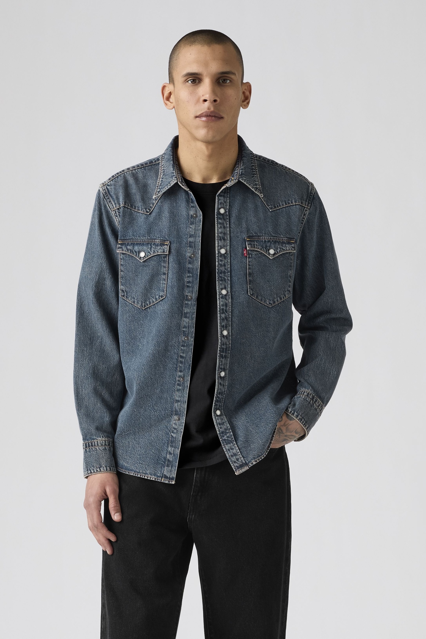 Levi's Barstow Standard Fit Western Shirt Maat: M | Casual Overhemden Outlet | Heren | Blauw