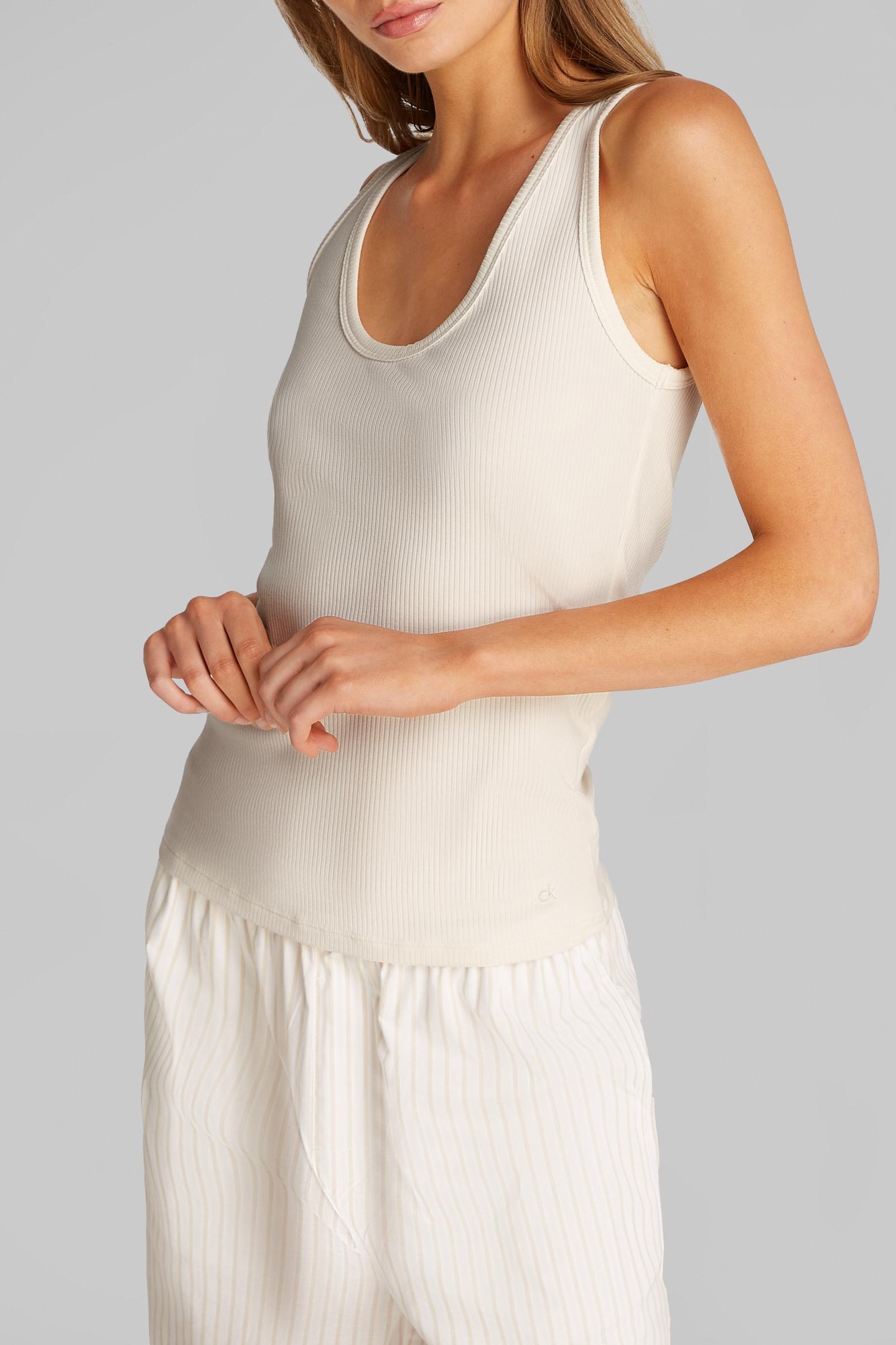 Calvin Klein Modal Rib Tank Top Tofu Size: XXL | Tanks &amp; Camis Outlet | Dames | Ecru