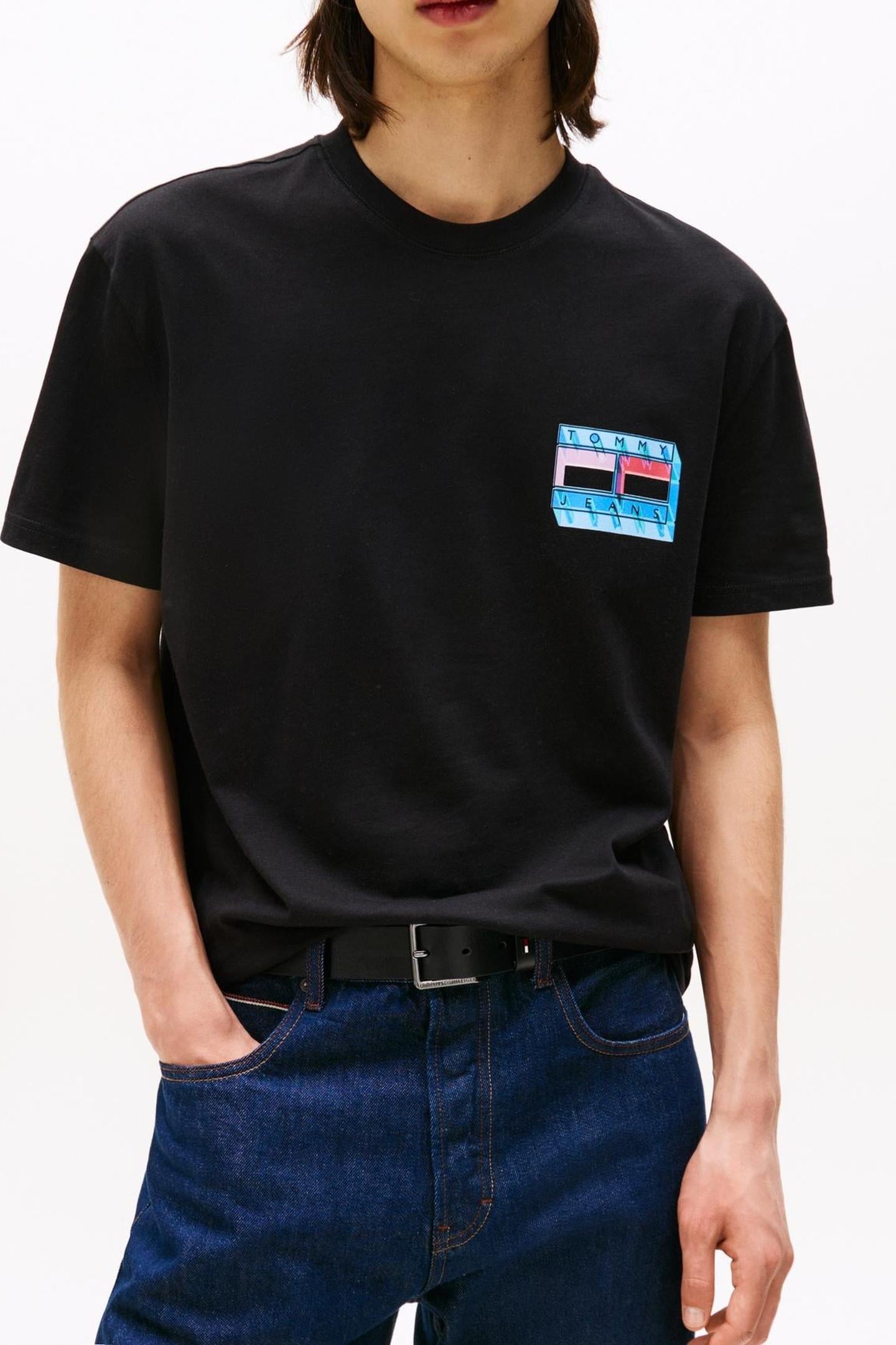 Tommy Hilfiger Tjm Reg Dna Flag Play Tee Black Größe: XL | Basic T-Shirts Outlet | Herren | Schwarz