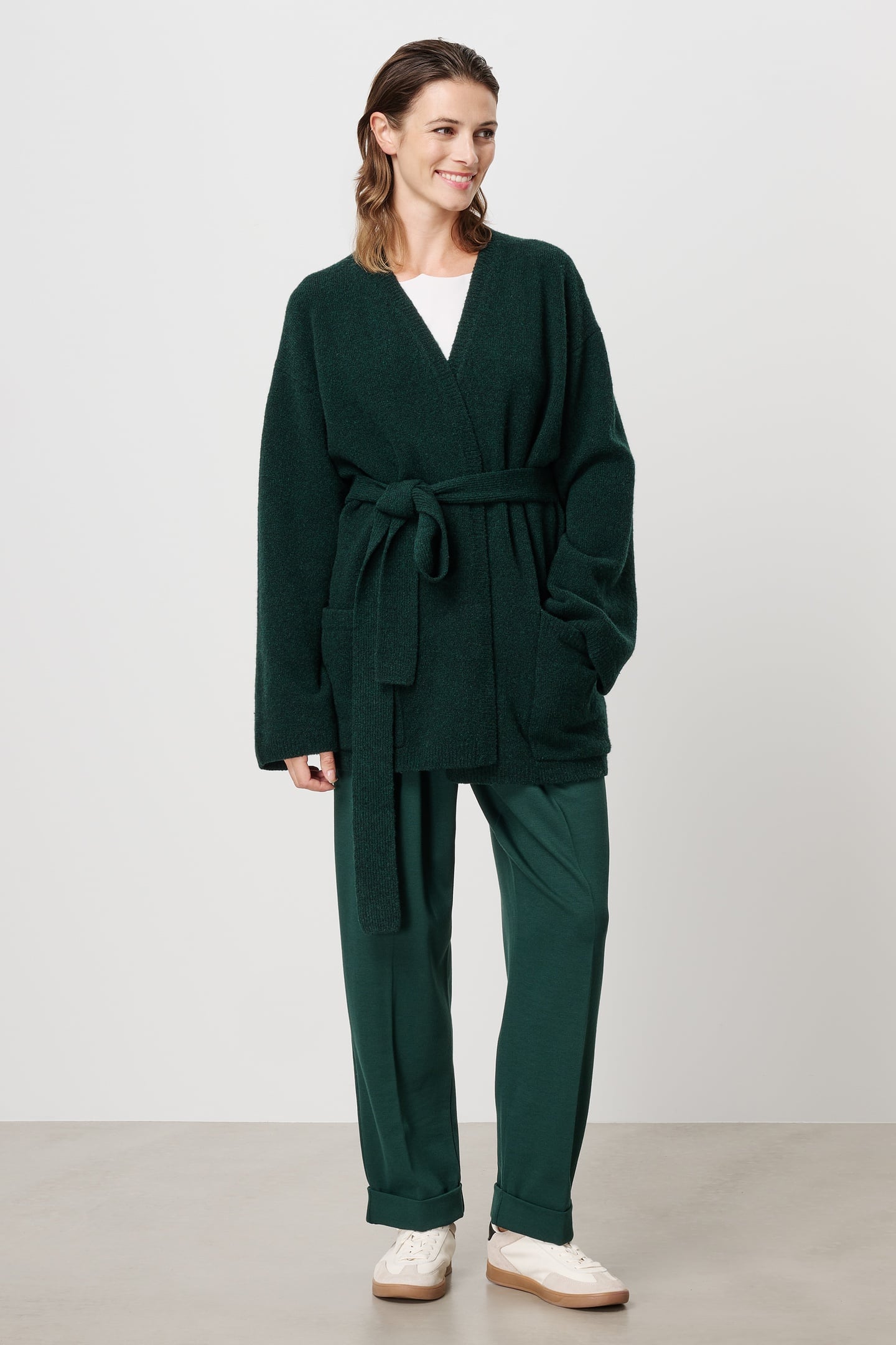 TRVL DRSS Kiki Cardi Coat Dark Green Maat: M | Wikkeljassen Outlet | Dames | Groen