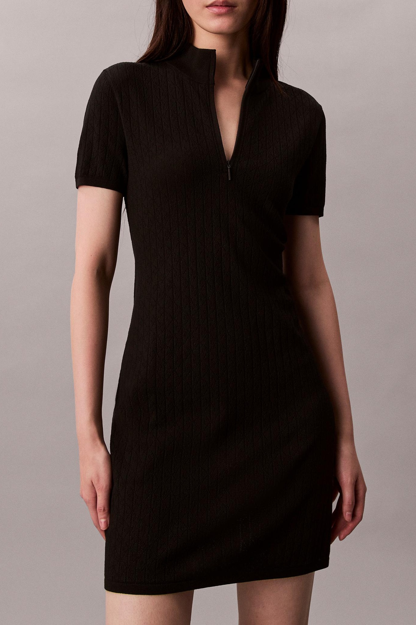 Calvin Klein Sporty 1/4 Zip Mini Dress Black Größe: XS | Minikleider Outlet | Damen | Schwarz