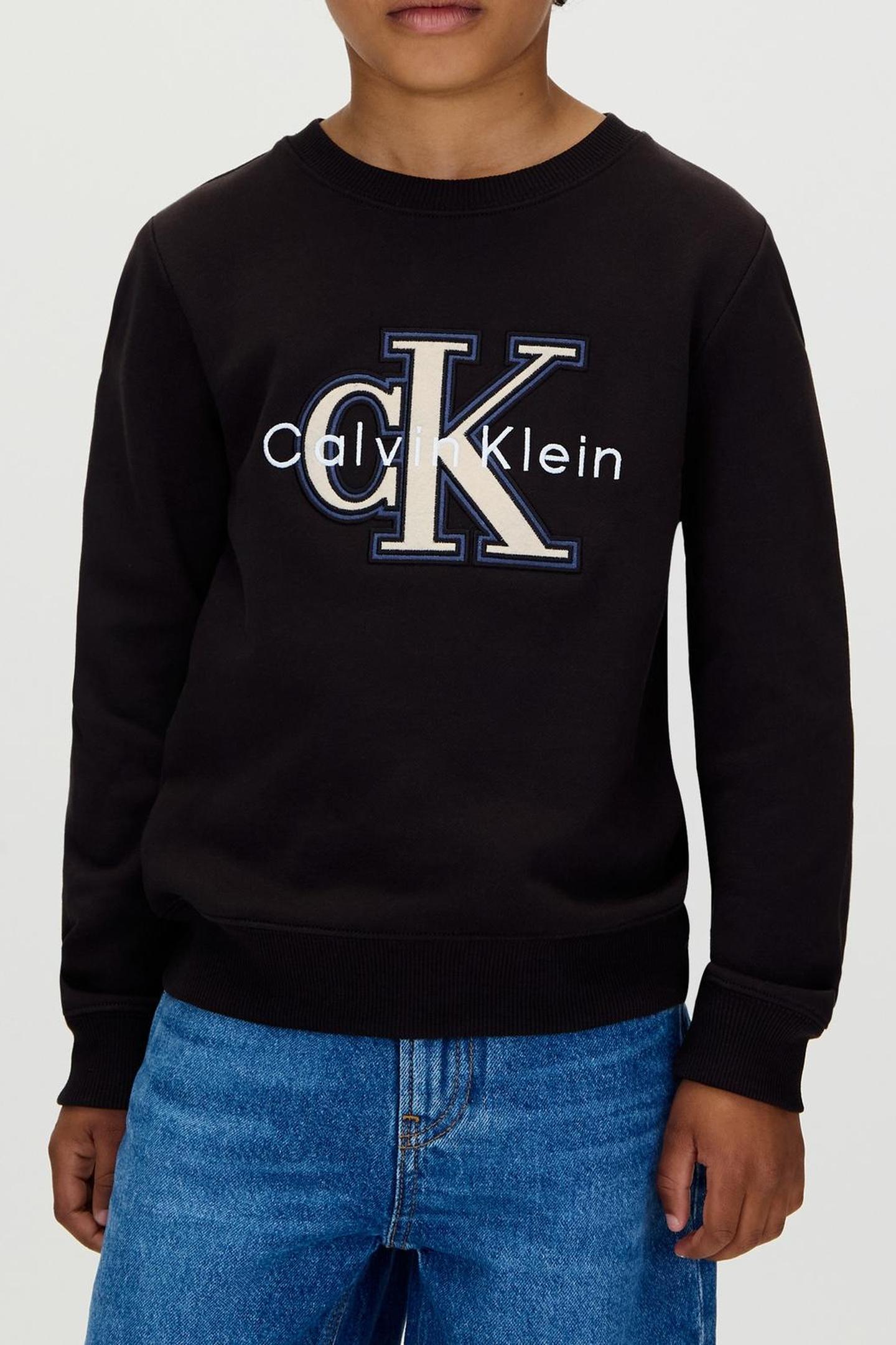 Calvin Klein Boys Festive Mono Sweatshirt Black Size: 12Y | Sweaters and Cardigans Outlet | kids | Zwart