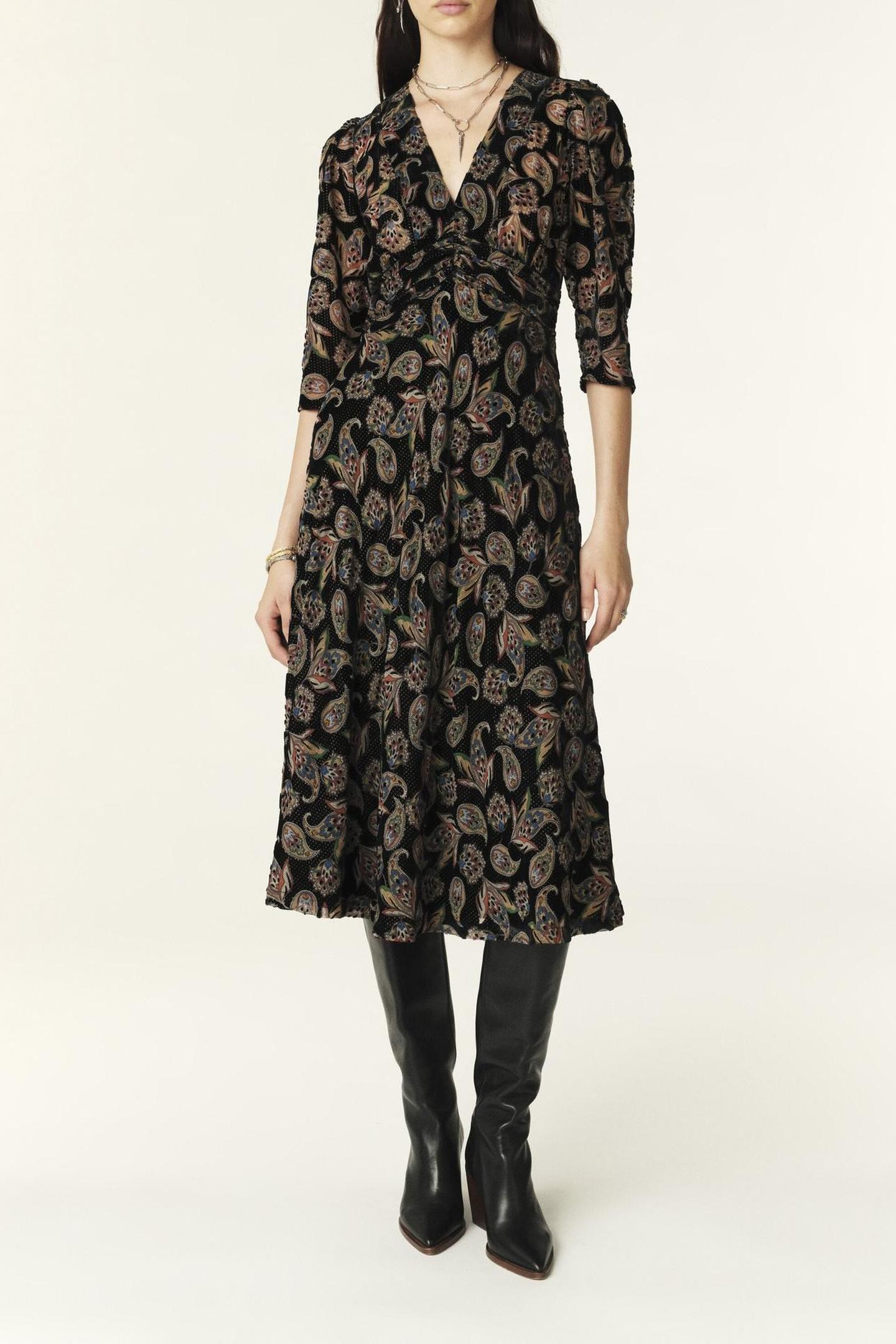 BA&SH Mid-length Dress Black Maat: XS | Midi Jurken Outlet | Dames | Zwart