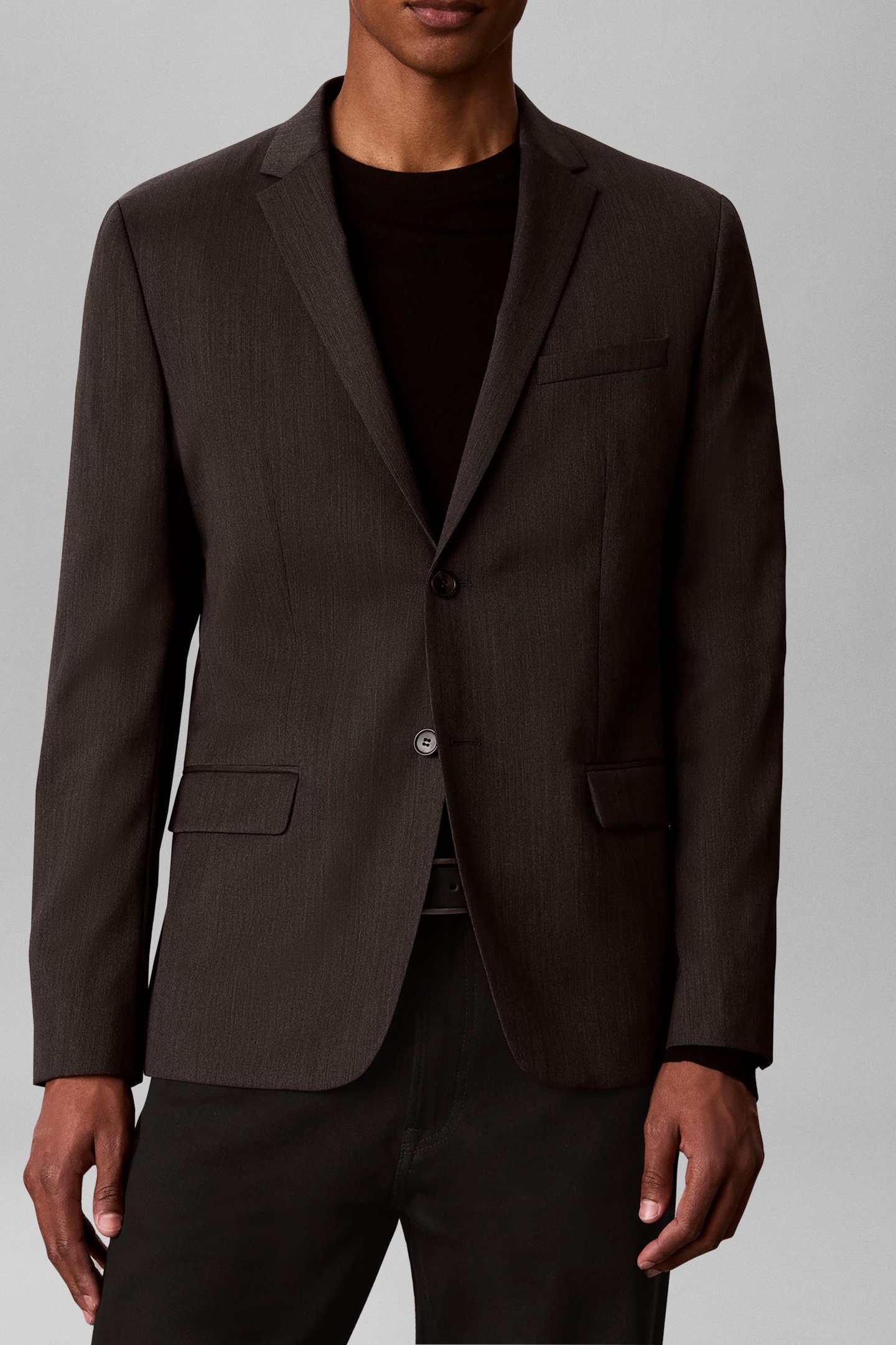 Calvin Klein Ls Micro Herringbone Blazer Volcanic Ash Maat: 50 | Blazers Outlet | Heren | Grijs