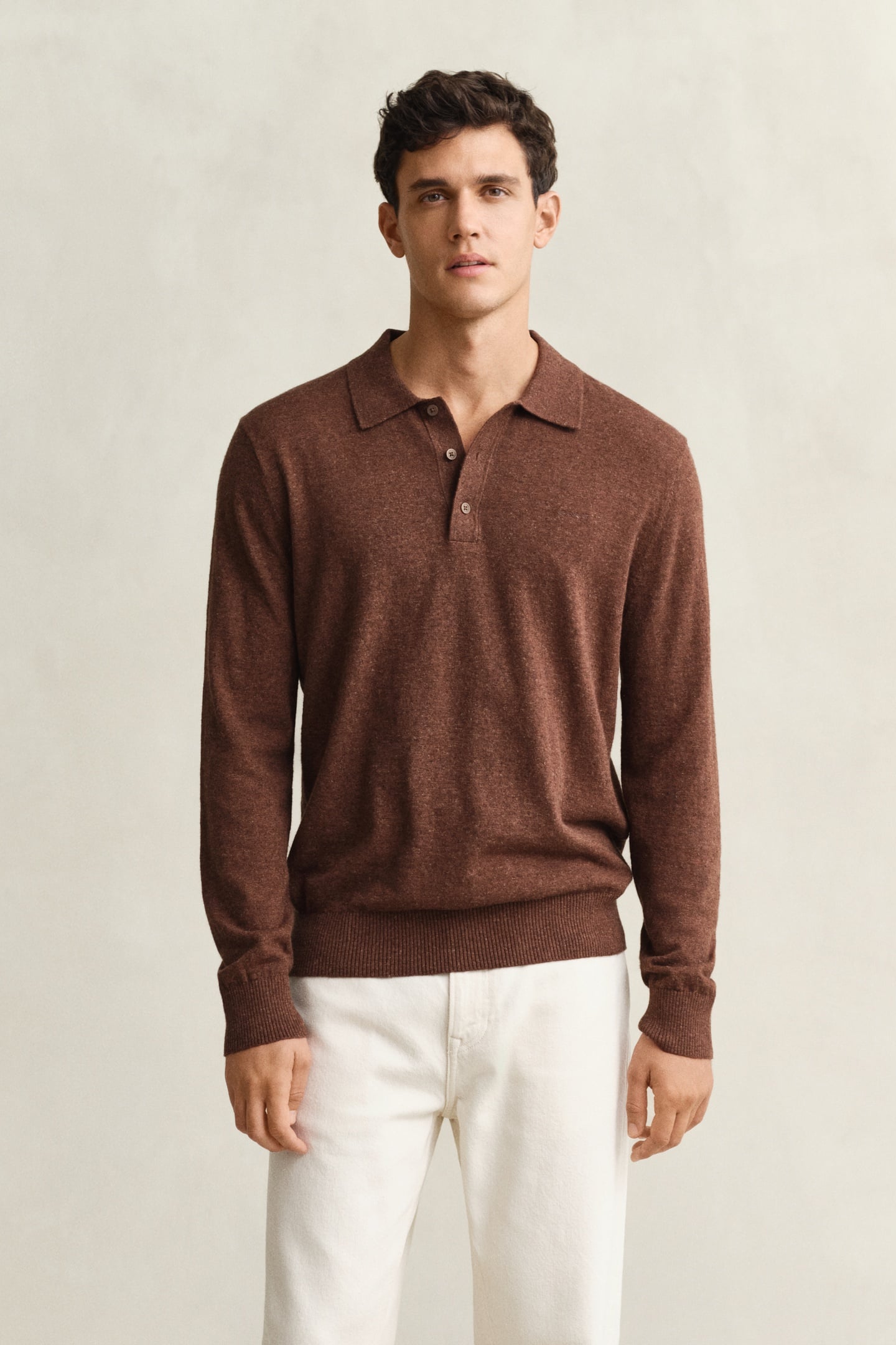 GANT Slub Cotton Linen Polo Hazelnut Melange Taglia: M | Maglioni a maglia Outlet | Uomo | Bianco