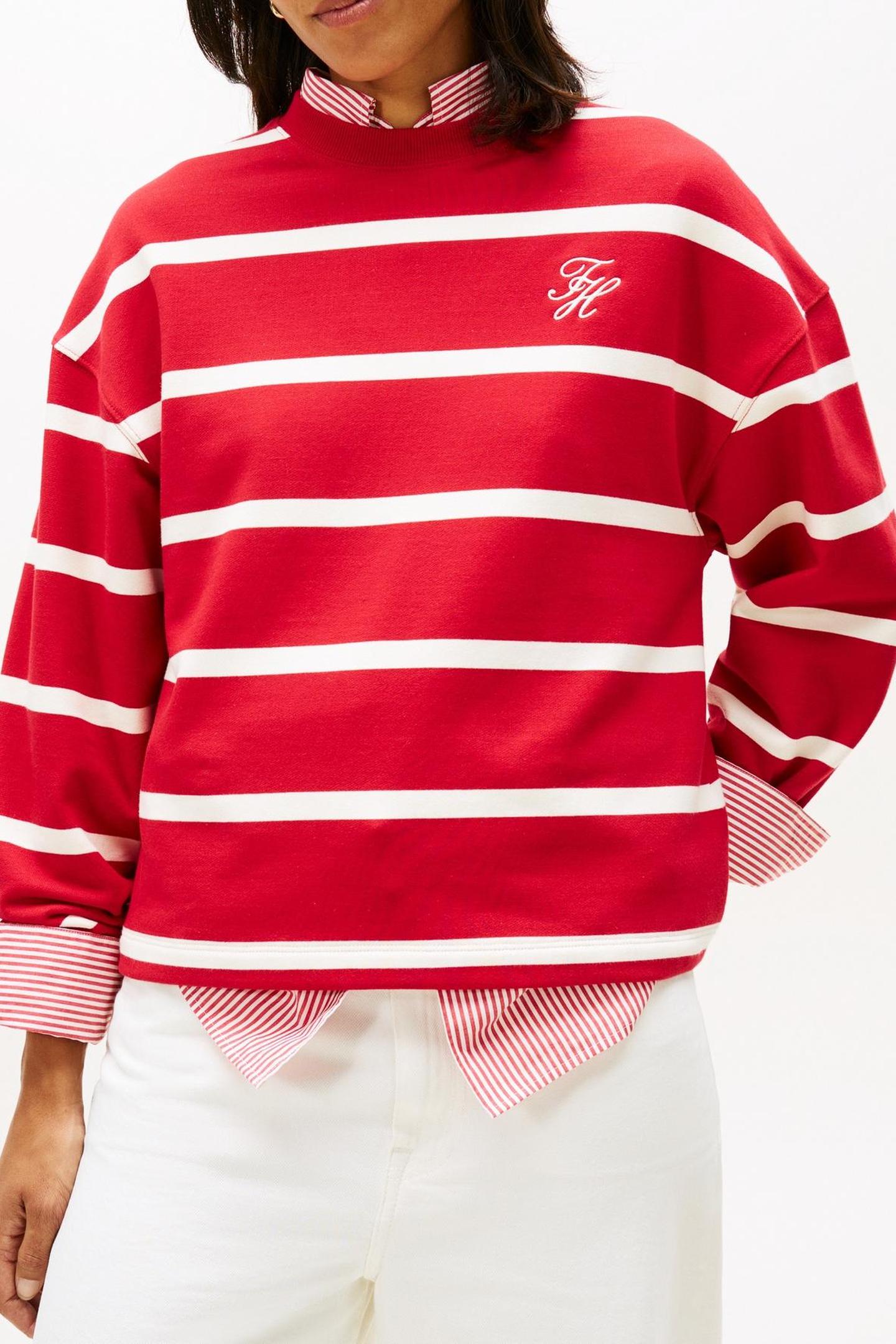 Tommy Hilfiger Th Script Modern Terry Primary Red/calico Taglia: S | Maglioni a maglia Outlet | Donna | Rosso