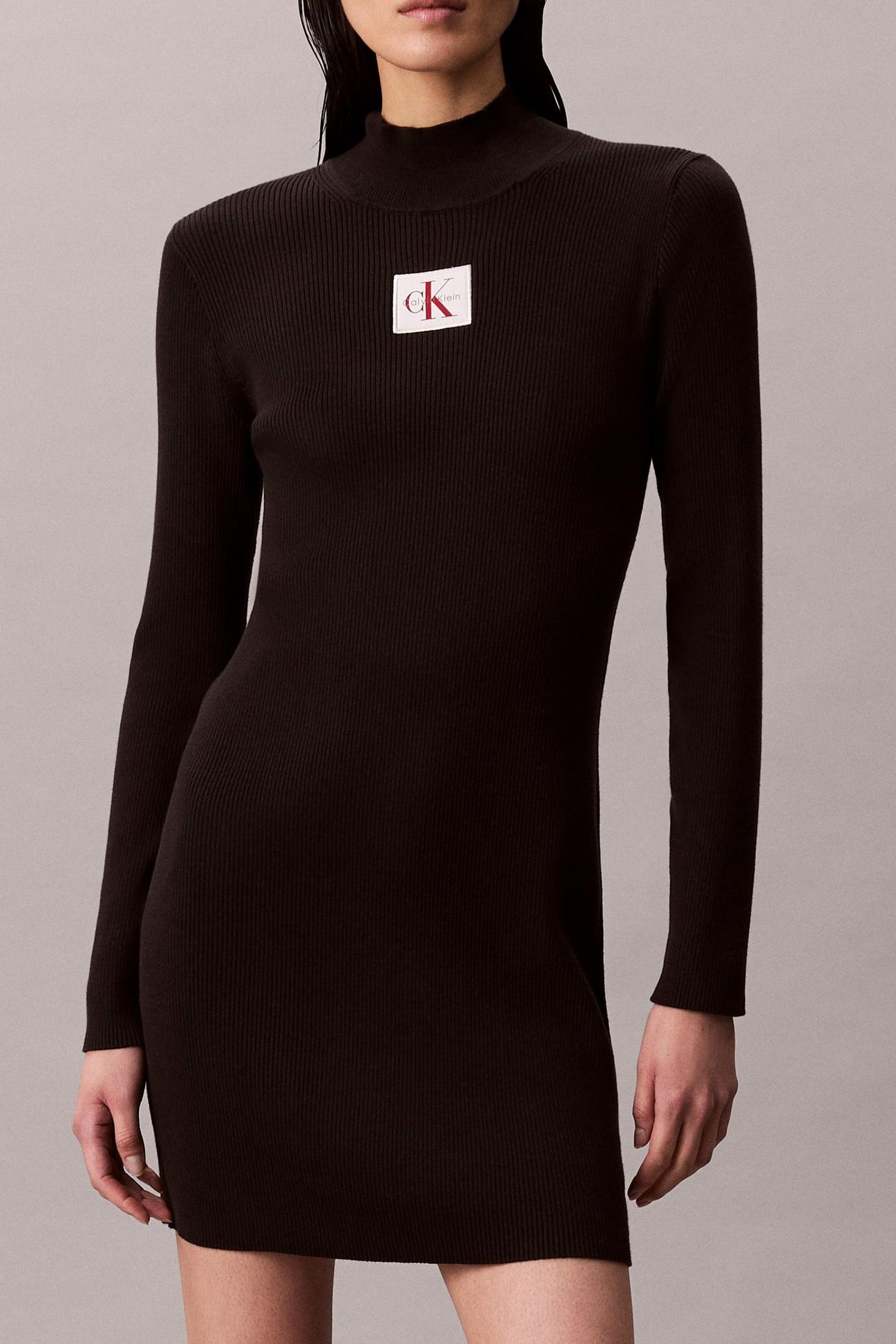 Calvin Klein Ls T Neck Mini Dress Black Größe: M | Minikleider Outlet | Damen | Schwarz