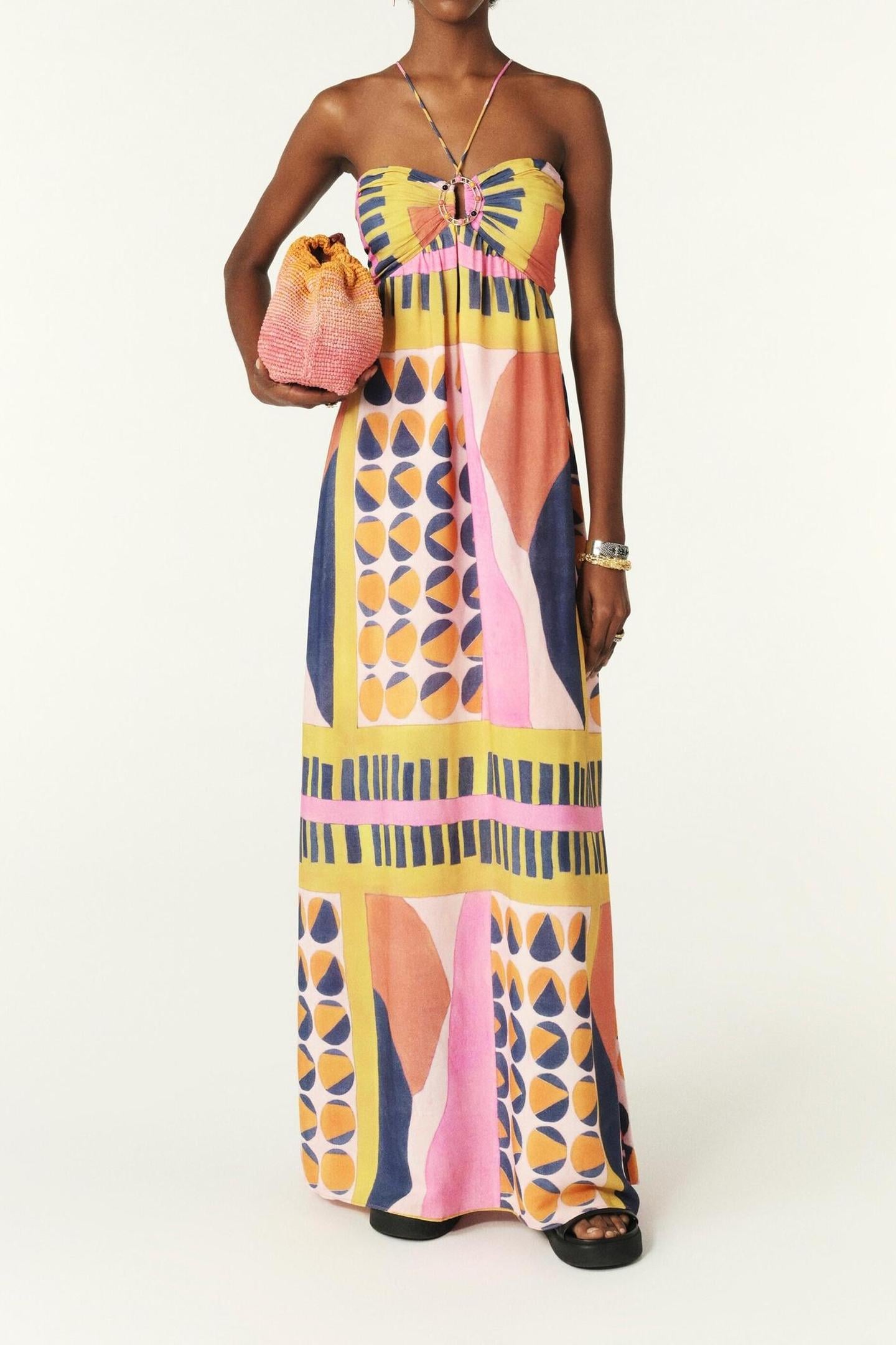 BA&SH Long Dress Rose Maat: M | Maxi Jurken Outlet | Dames | Geel