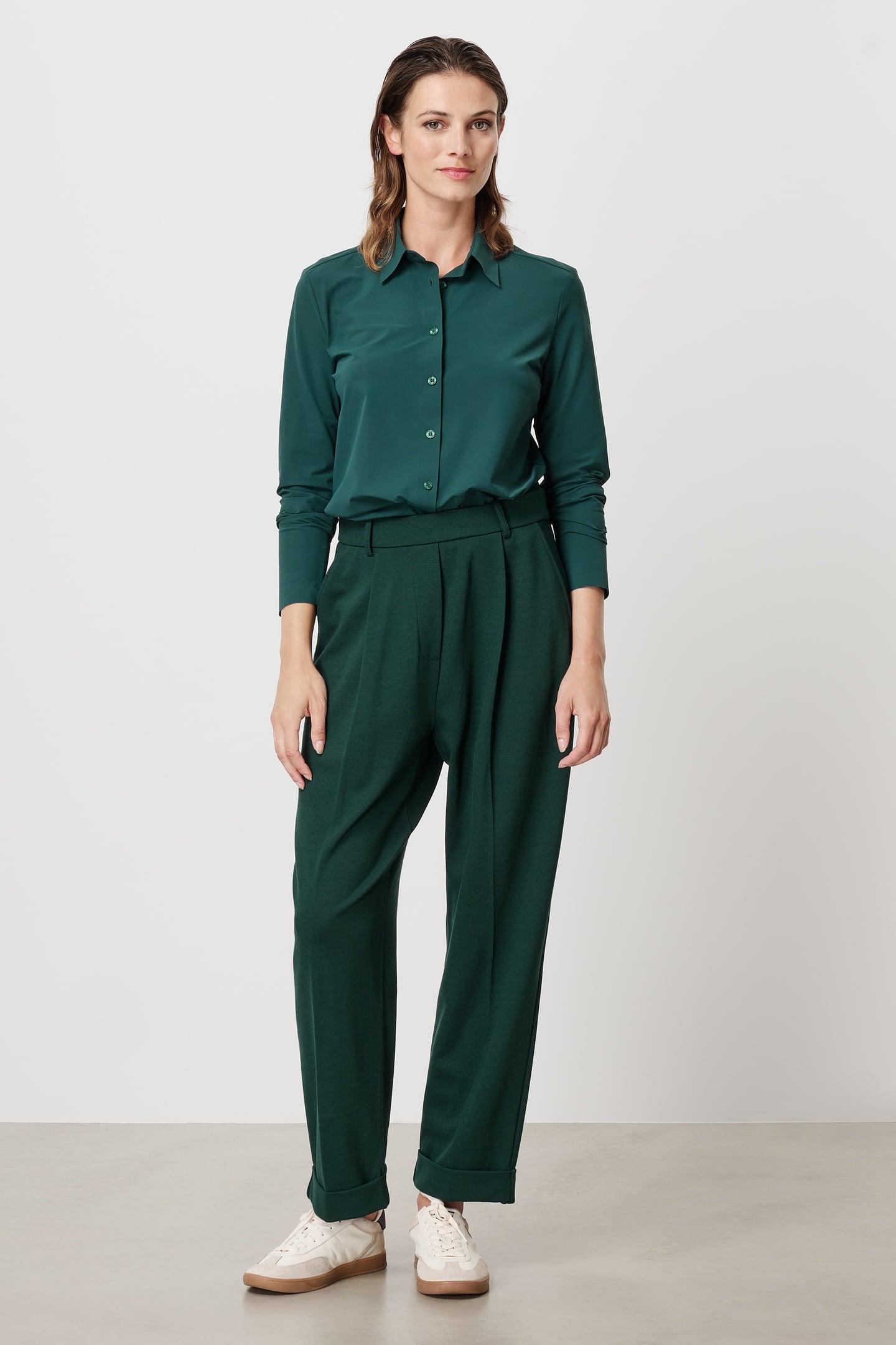 TRVL DRSS Shirt Deep Green Maat: XS | Longsleeves Outlet | Dames | Groen