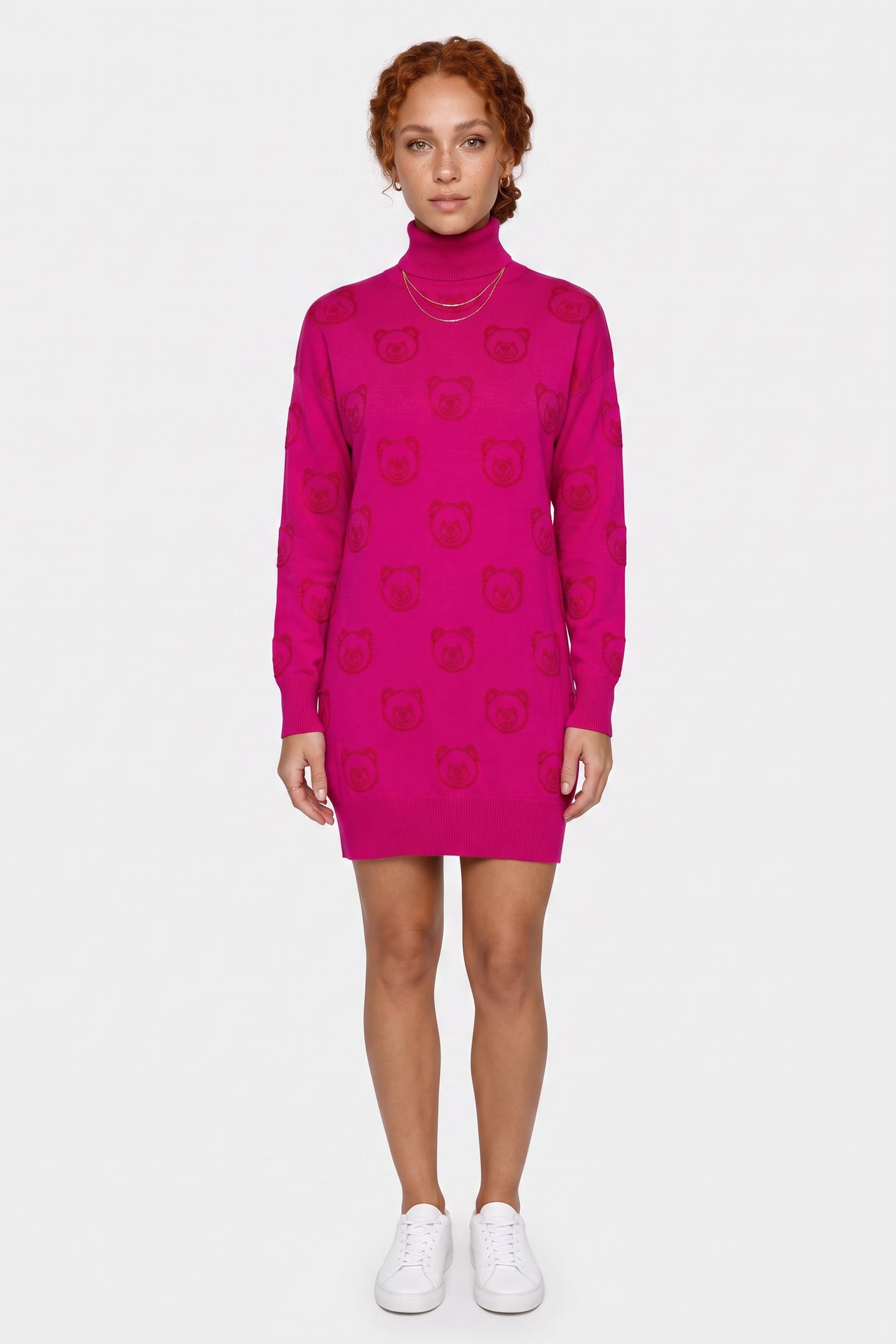 Moschino Allover Teddy Bear Wool Dress Purple Maat: 38 | Mini Jurken Outlet | Dames | Roze