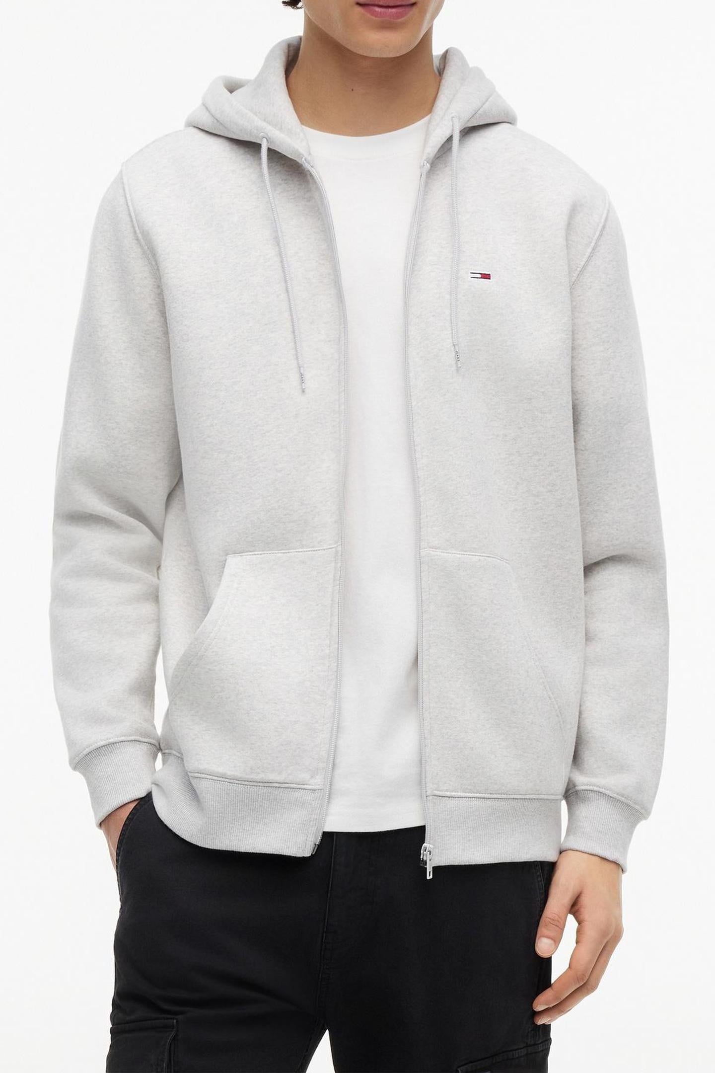 Tommy Hilfiger Tjm Reg Flag Zip Thru Silver Grey Heather Taille: XXL | Sweatshirts à capuche Outlet | Homme | Gris