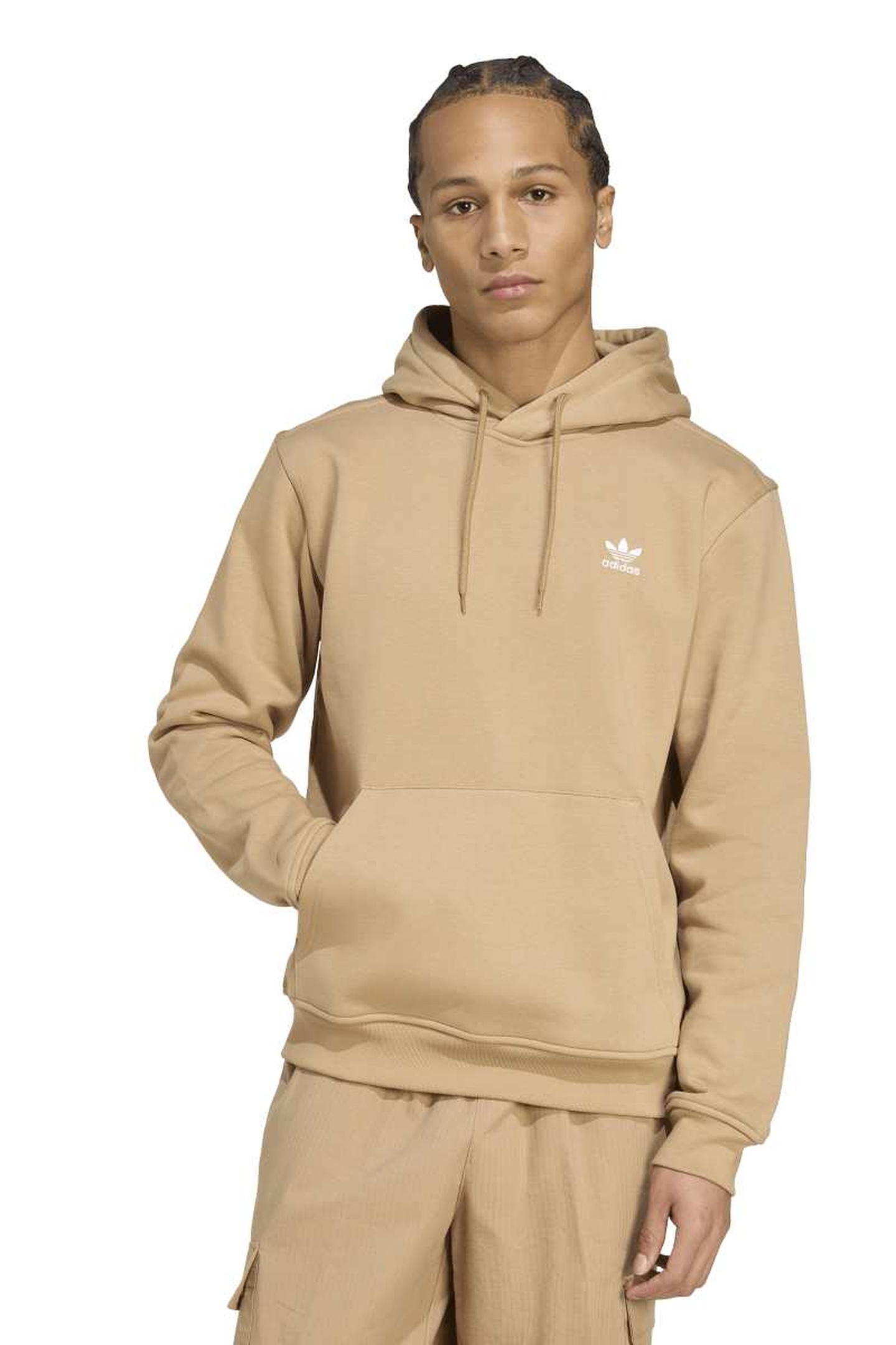 Adidas Unisex Essential Hoodie Cardboard Maat: M | Sweaters Outlet | Unisex | Beige