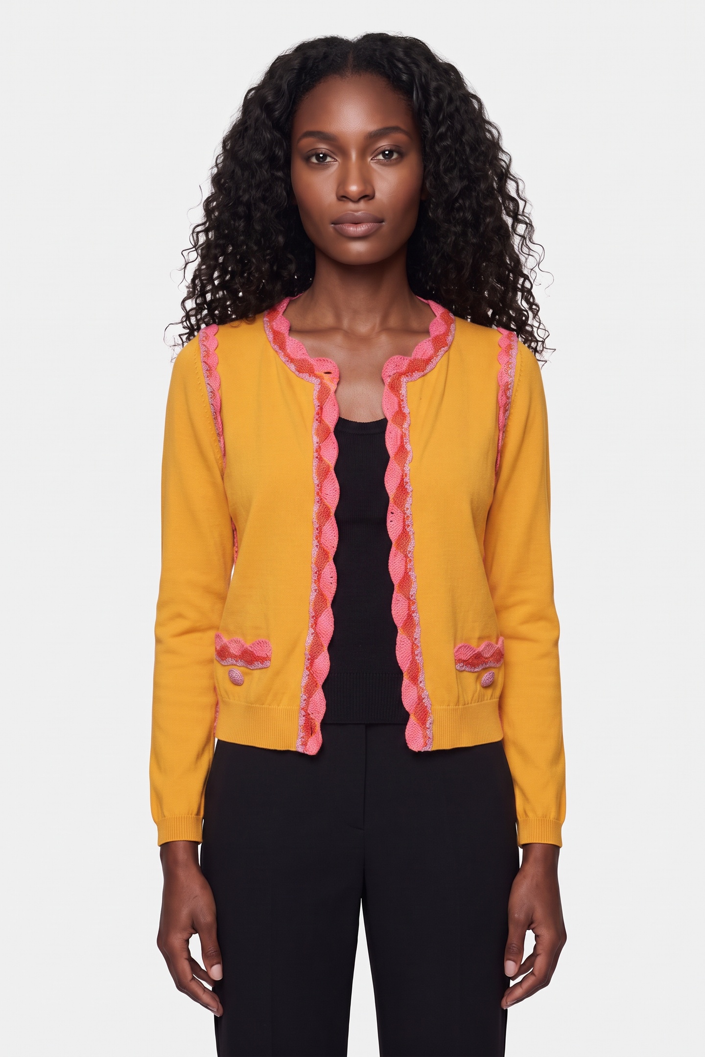 Moschino Wool Cardigan Crochet Details Yellow Maat: 36 | Sweaters Outlet | Dames | Geel
