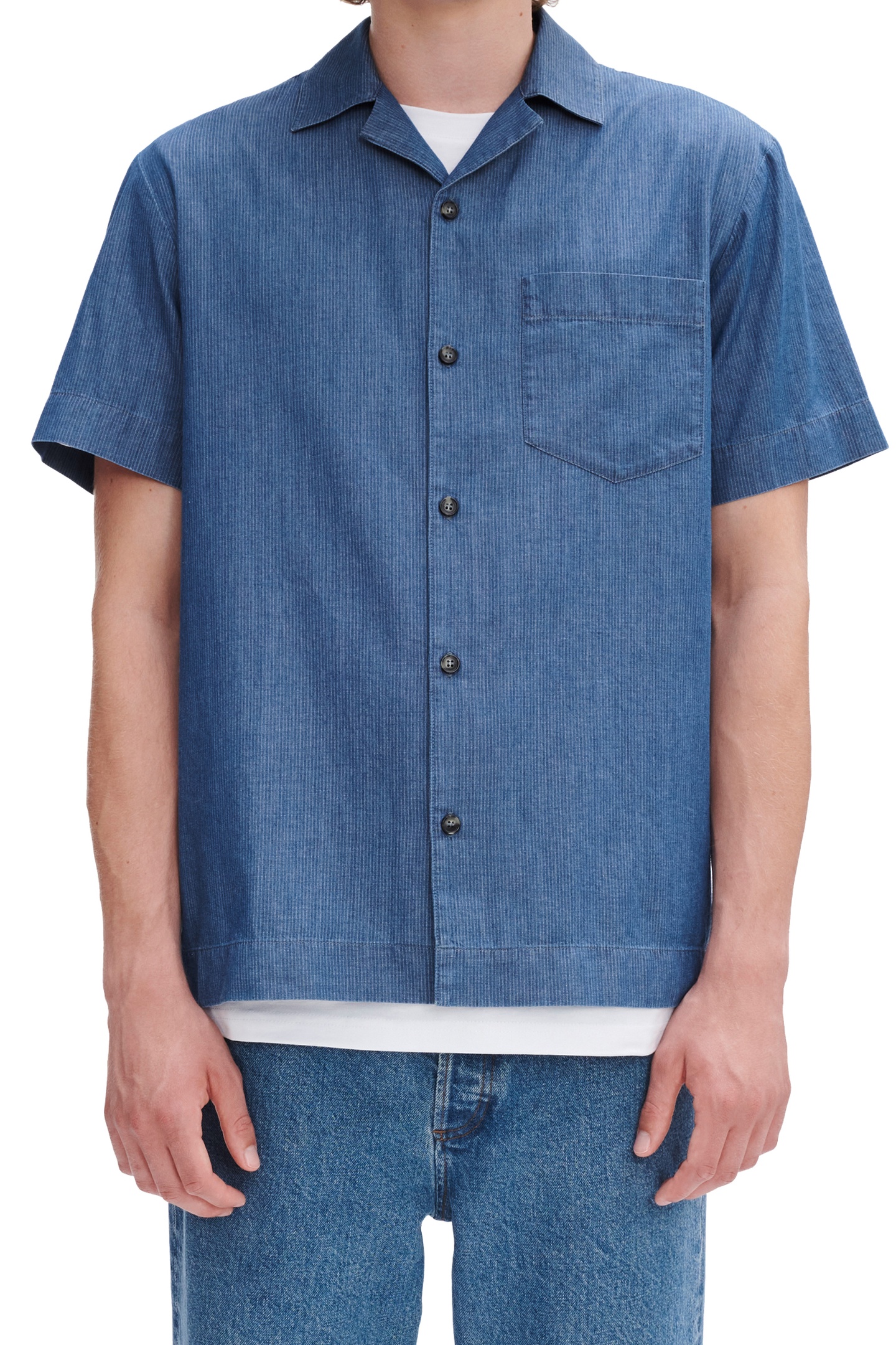A.P.C. Unisex Short-sleeve Shirt Edd Blue Maat: S | Overhemden Outlet | Unisex | Blauw