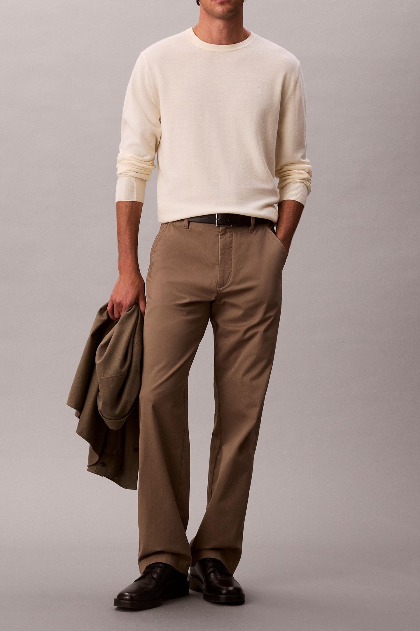 Calvin Klein 90s Straight Twill Cotton Taupe Tone Taglia: W28L32 | Pantaloni chino Outlet | Uomo | Nero