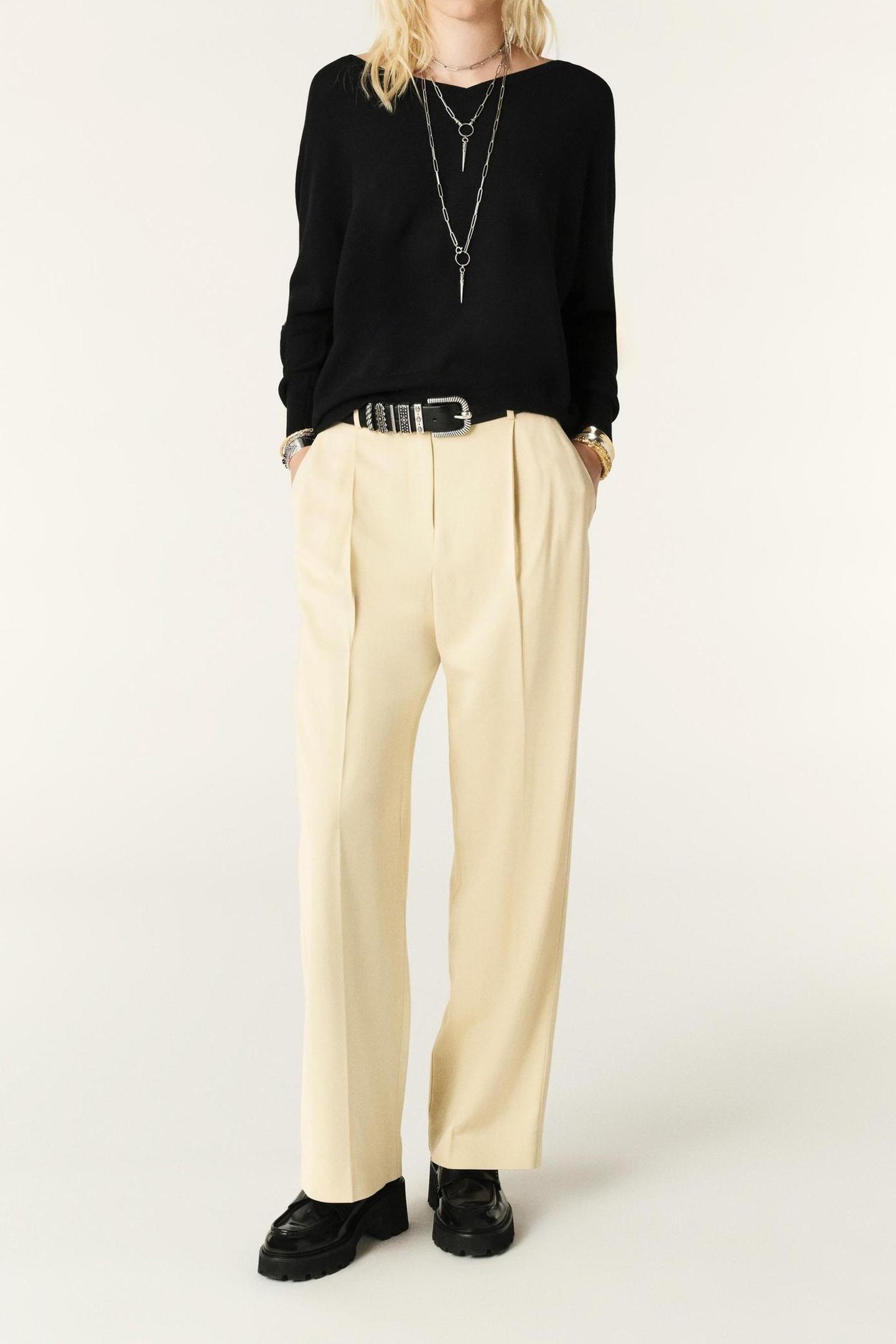 BA&SH Wide Trousers Vanille Maat: 34 | Pantalons Outlet | Dames | Beige