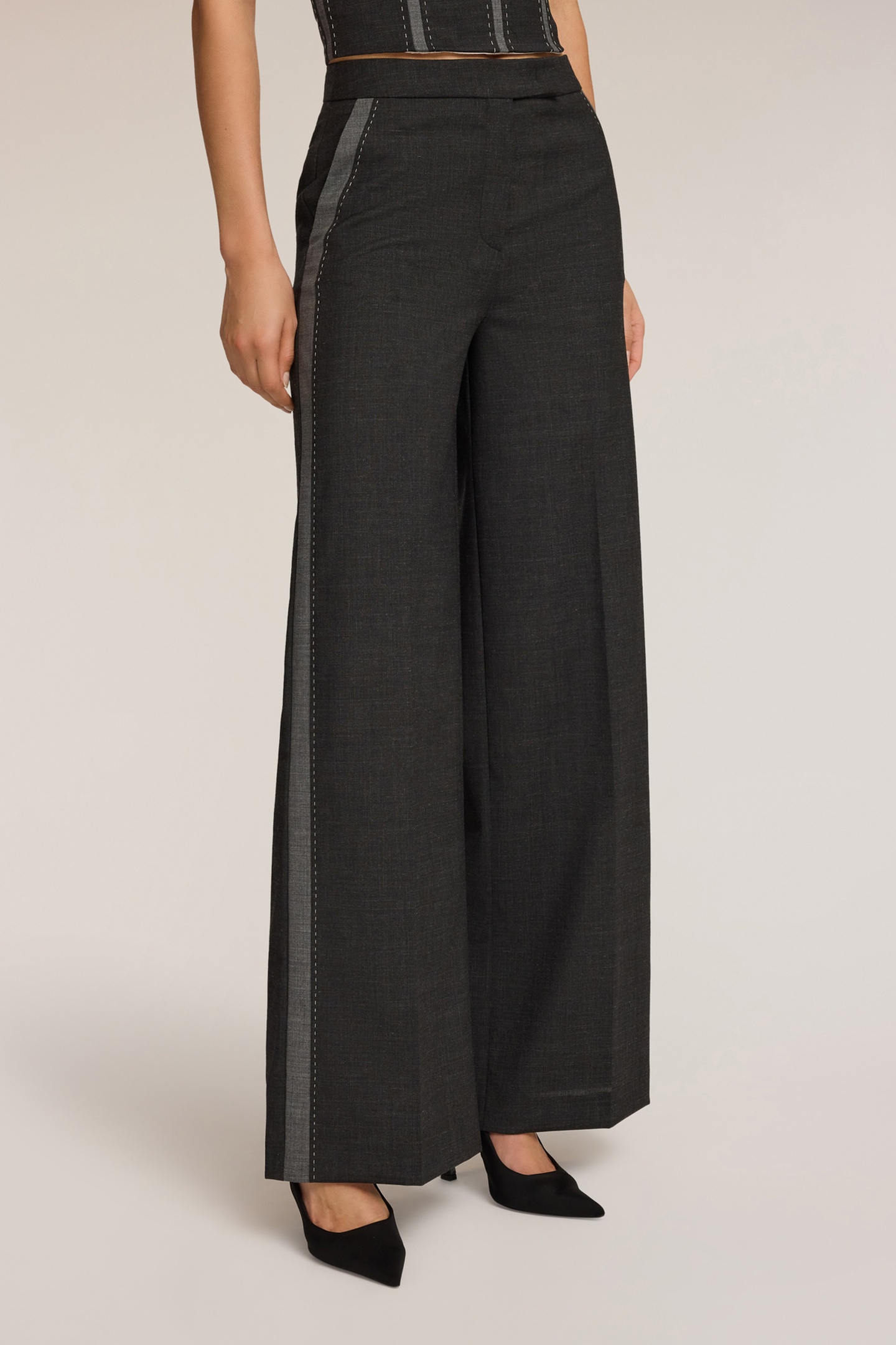 Motivi Palazzo Pants With Side Stripe Grey Taglia: 40 | Pantaloni da completo Outlet | Donna | Grigio