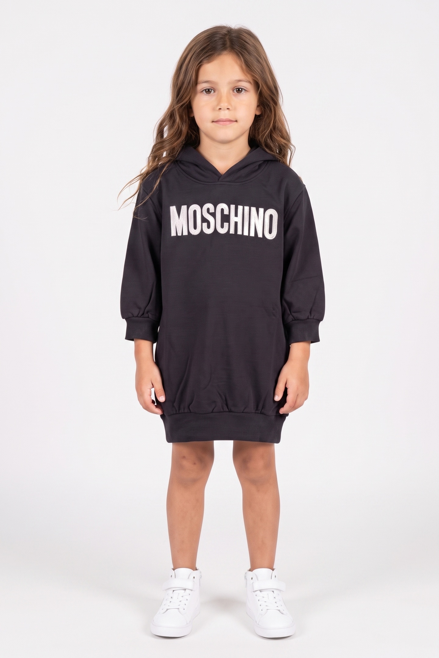 Moschino Girl's Hoodie Dress With Logo Embroidery Black Taglia: 6 | Abbigliamento da Notte Outlet | kids | Nero
