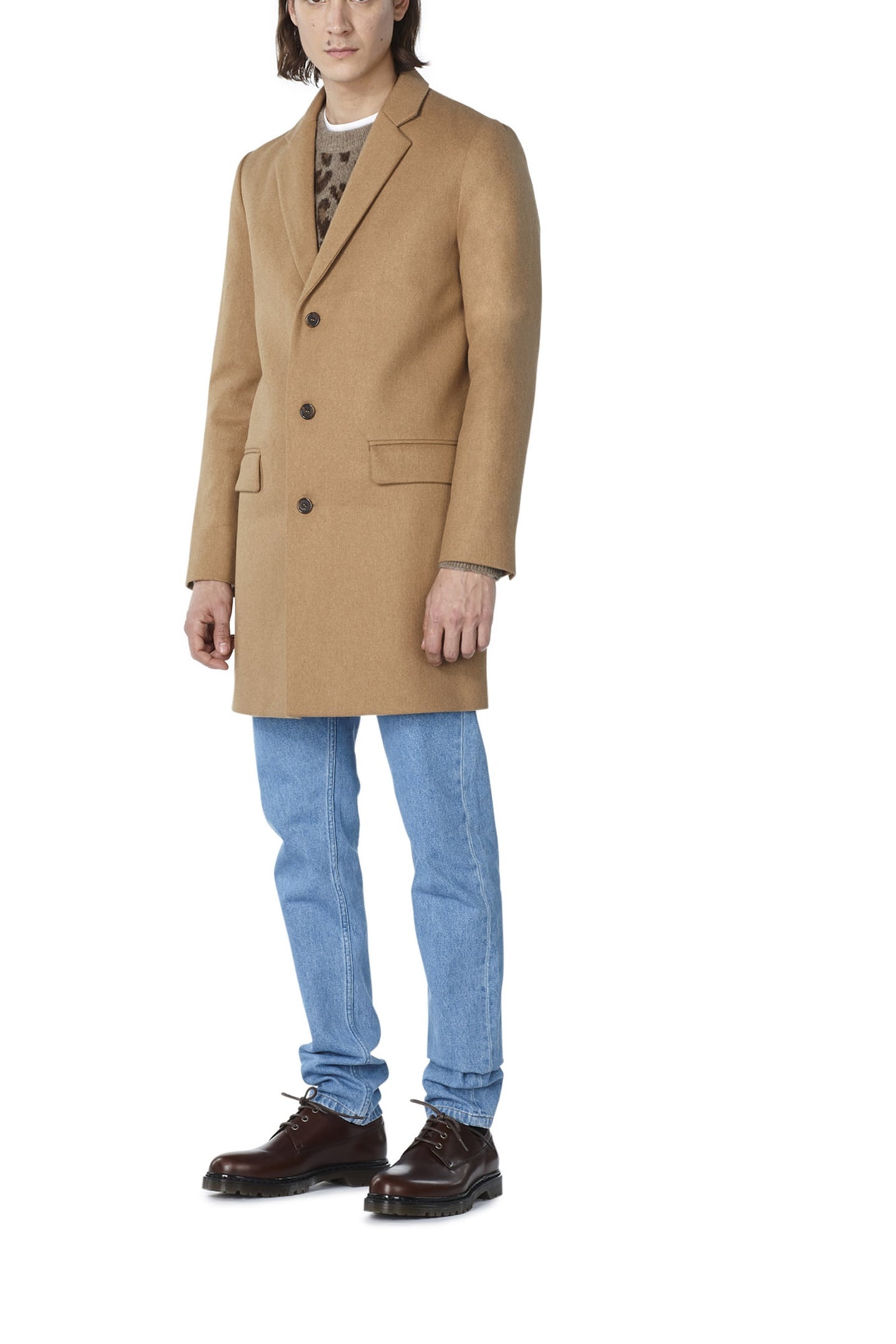 A.P.C. Coat Visconti Heathered Beige Maat: XXL | Single-Breasted Mantels Outlet | Heren | Beige