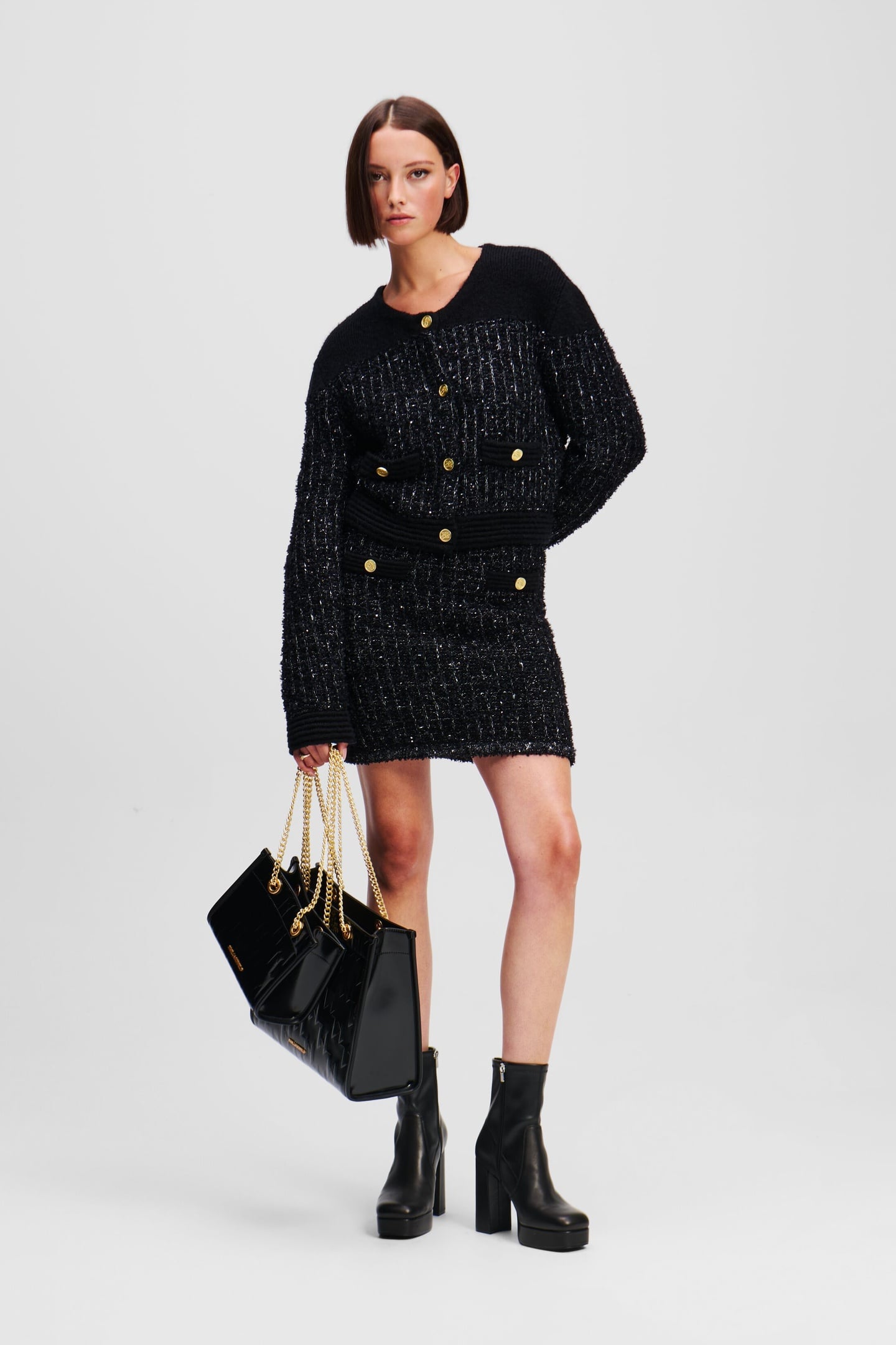 Karl Lagerfeld Boucle Knit Skirt Black Taglia: XS | Minigonne Outlet | Donna | Nero