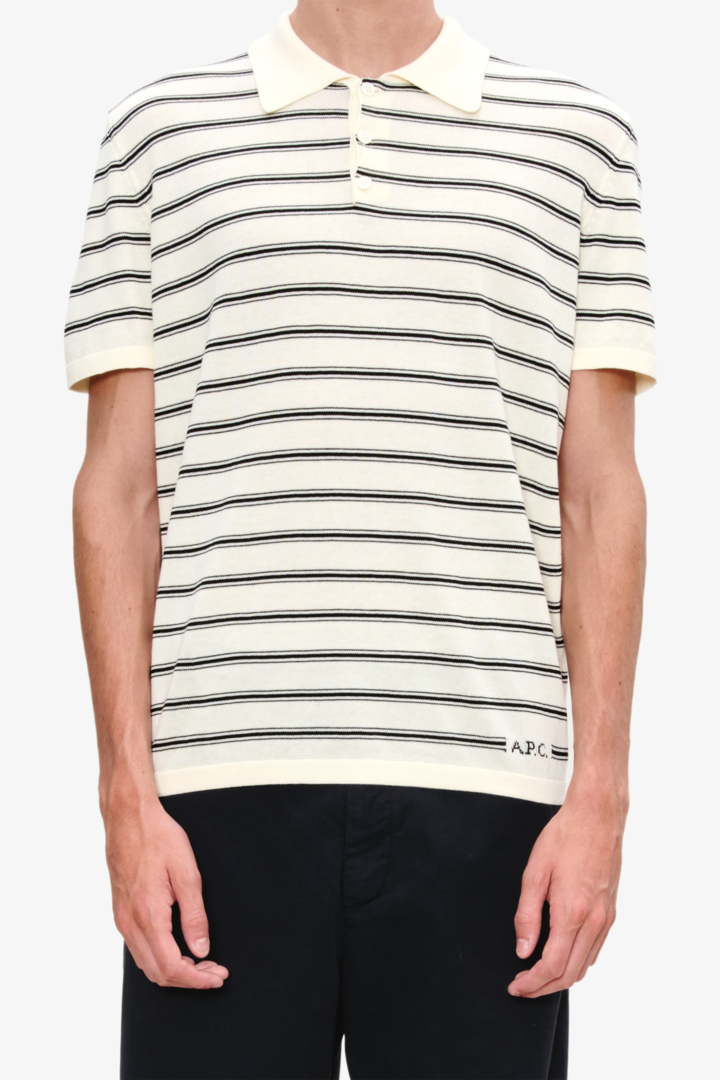 A.P.C. Unisex Polo Ecru/black Maat: XS | Poloshirts Outlet | Unisex | Ecru