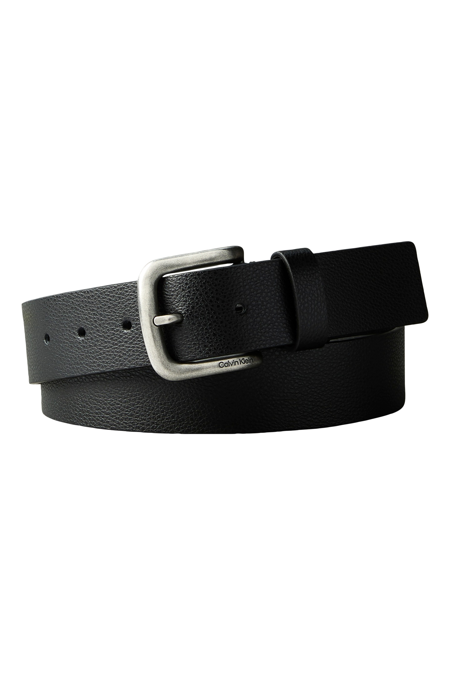Calvin Klein Round Buckle Pebbled Belt Black/antique Silver size 95 | Outlet | Men | Black