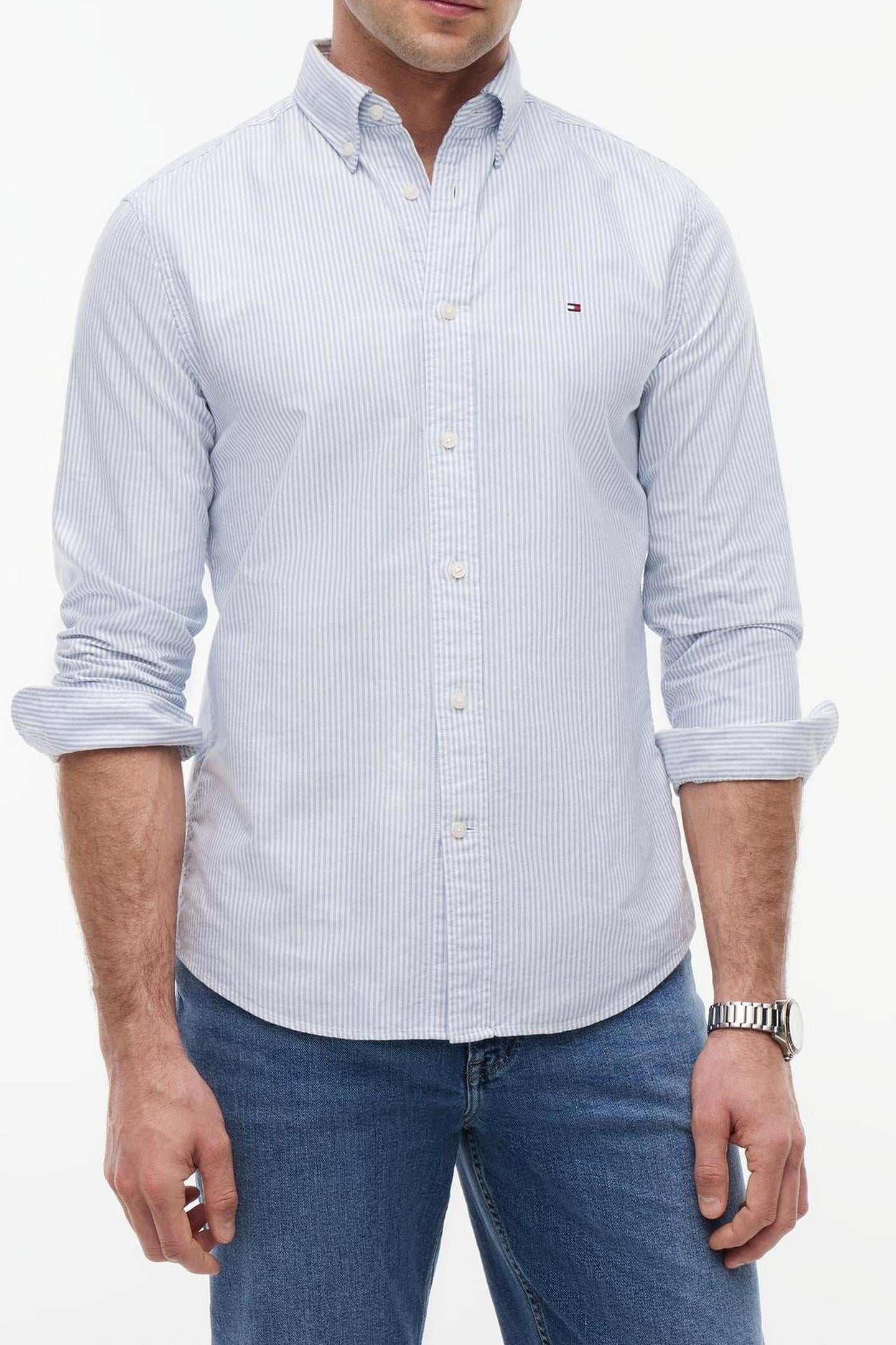 Tommy Hilfiger Heritage Oxford Stripe Shirt Blue/white Maat: XL | Casual Overhemden Outlet | Heren | Blauw