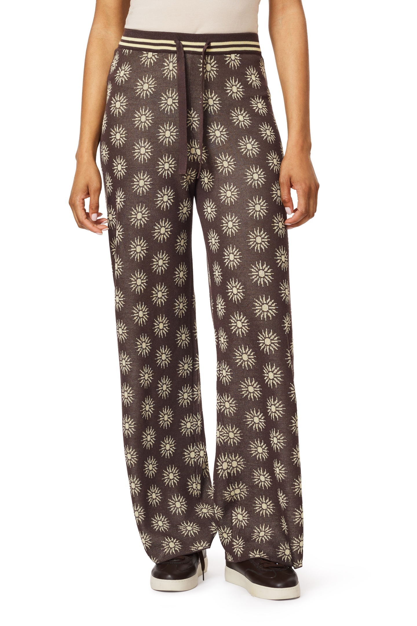 Scotch & Soda Drawstring Pant Seal Brown/ Reed Yellow Size: S | Wide-Leg & Flared Pants Outlet | Dames | Bruin
