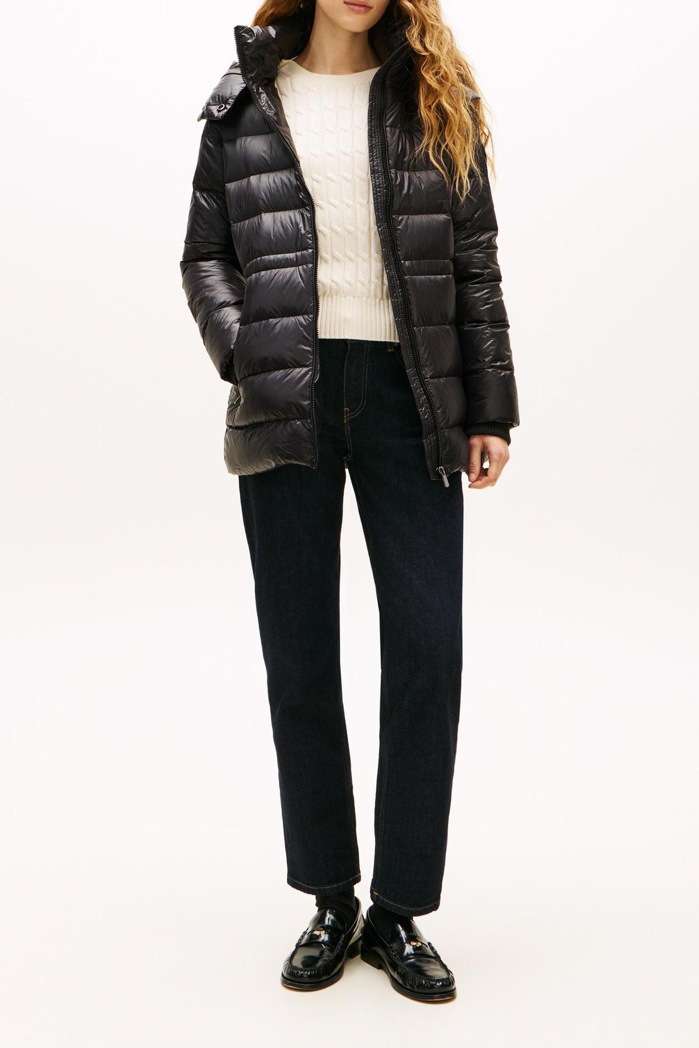 Tommy Hilfiger Gloss High Waisted Down Waist Black Maat: L | Winterjassen Outlet | Dames | Zwart