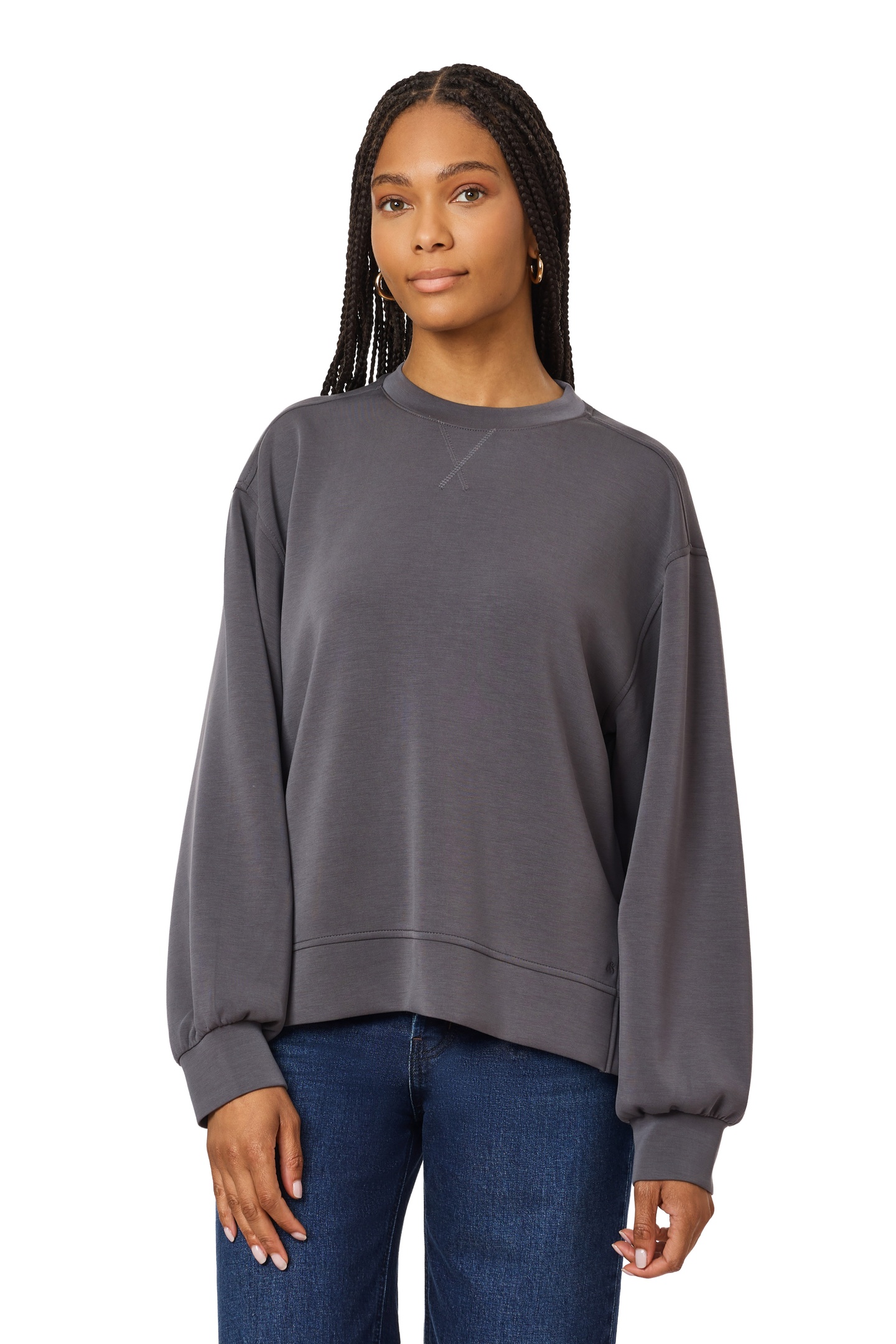 Scotch & Soda Crew Neck Pullover Thunderstorm Size: L | Long-Sleeved Tops Outlet | Dames | Grijs