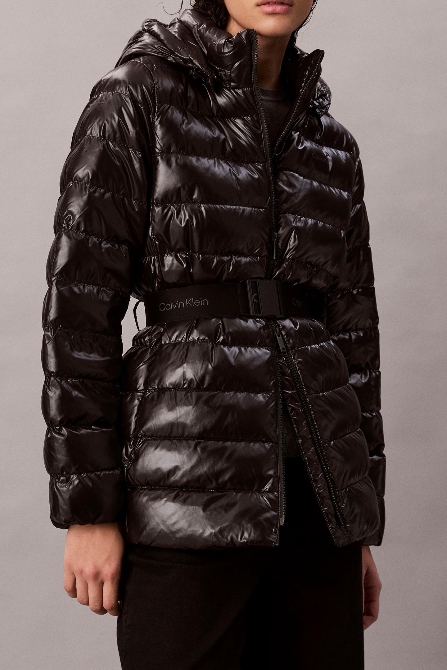 Calvin Klein Belted Lightweight Puffer Black Talla: S | Chaquetas de Invierno Outlet | Mujer | Negro