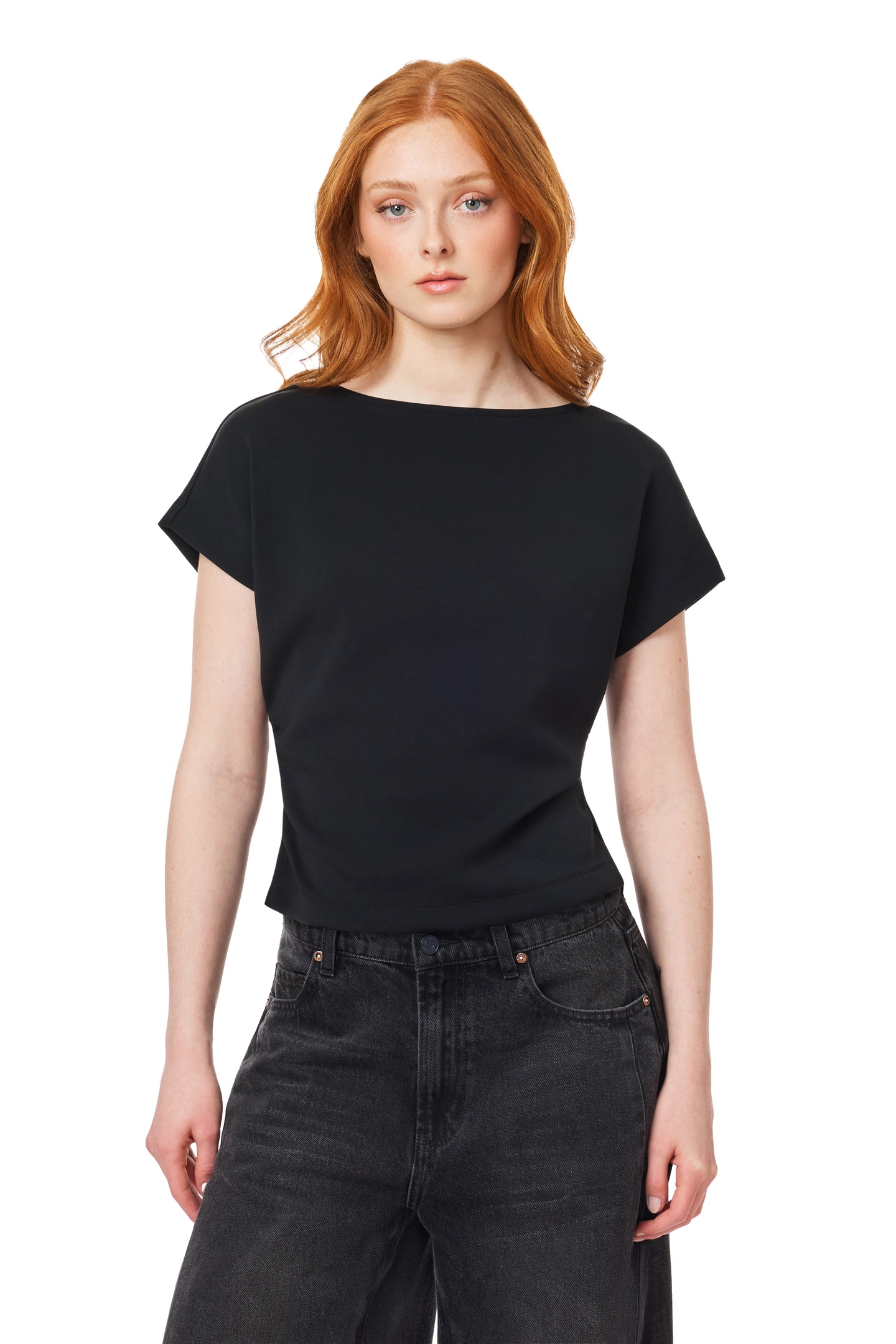 Scotch & Soda Tee With Rouched Side Seam Black Night Talla: L | Camisetas de Seda Outlet | Mujer | Negro