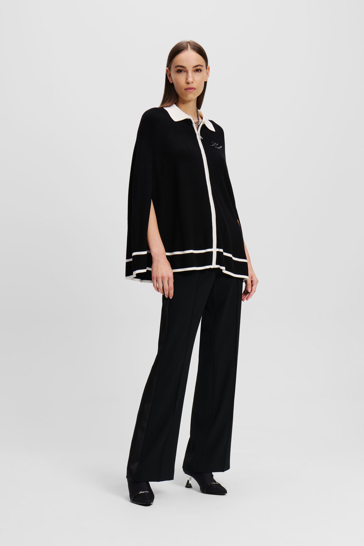 Karl Lagerfeld Collar Cape Black Taglia: S | Poncho Outlet | Donna | Nero
