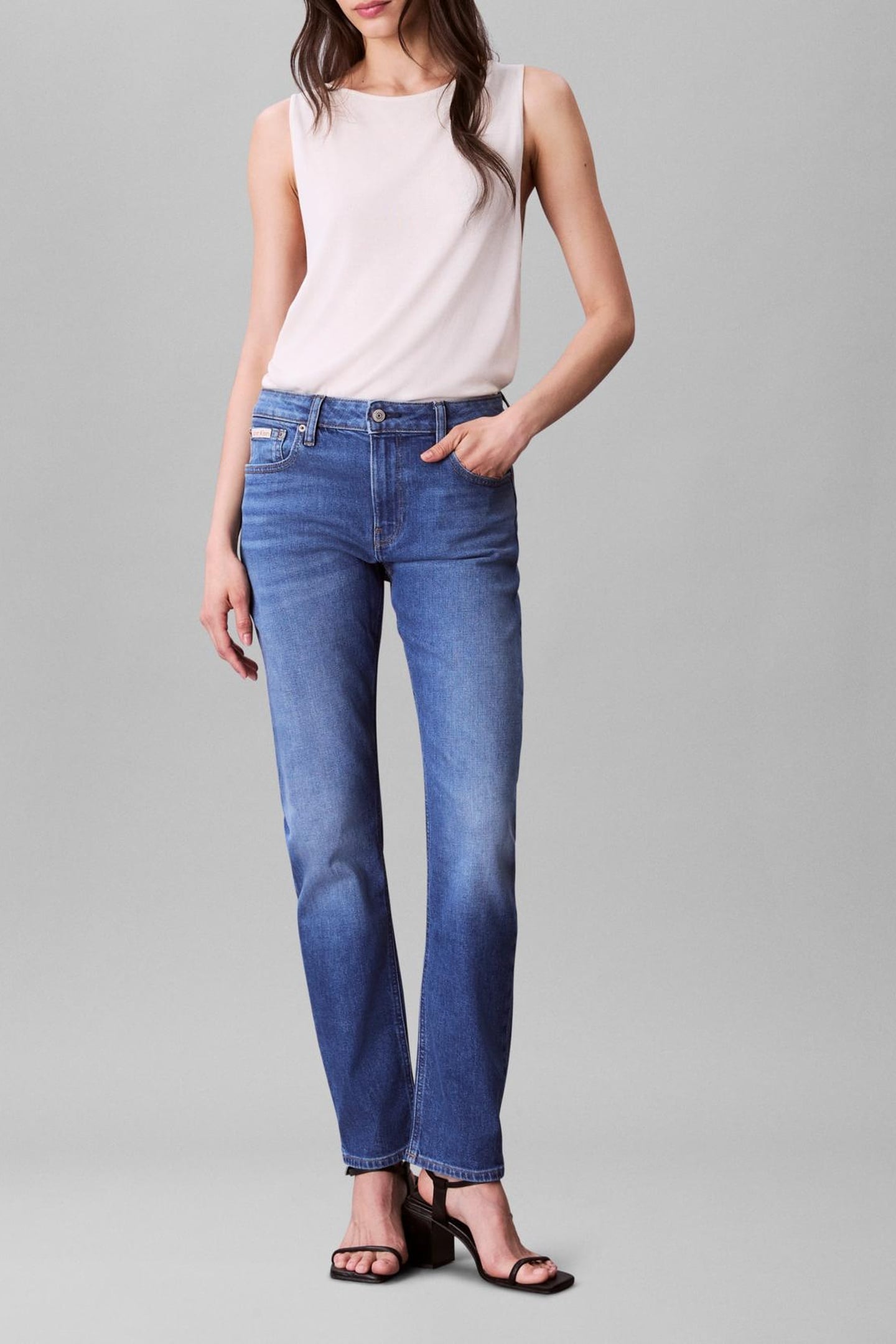 Calvin Klein Mid Rise Slim Indigo Channel Taglia: W25 | Jeans straight fit Outlet | Donna | Blu