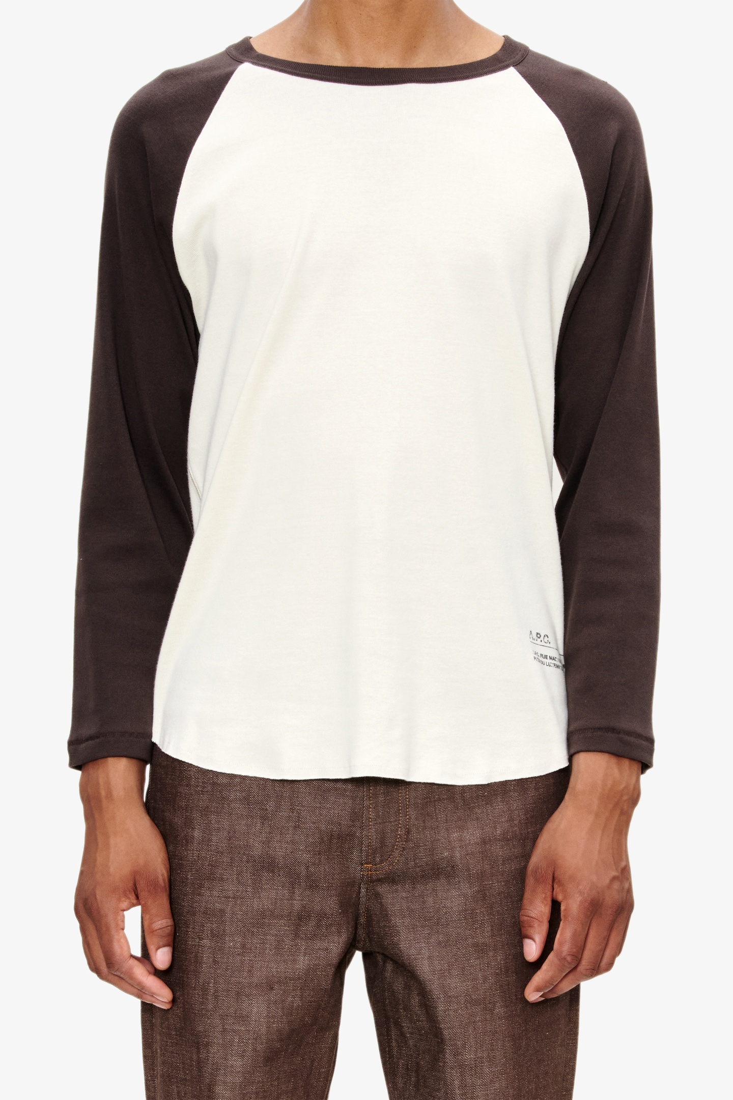 A.P.C. Unisex T-shirt 3/4 Sleeve Contrast Beige/brown size L | Longsleeves Outlet | Unisex | Brown