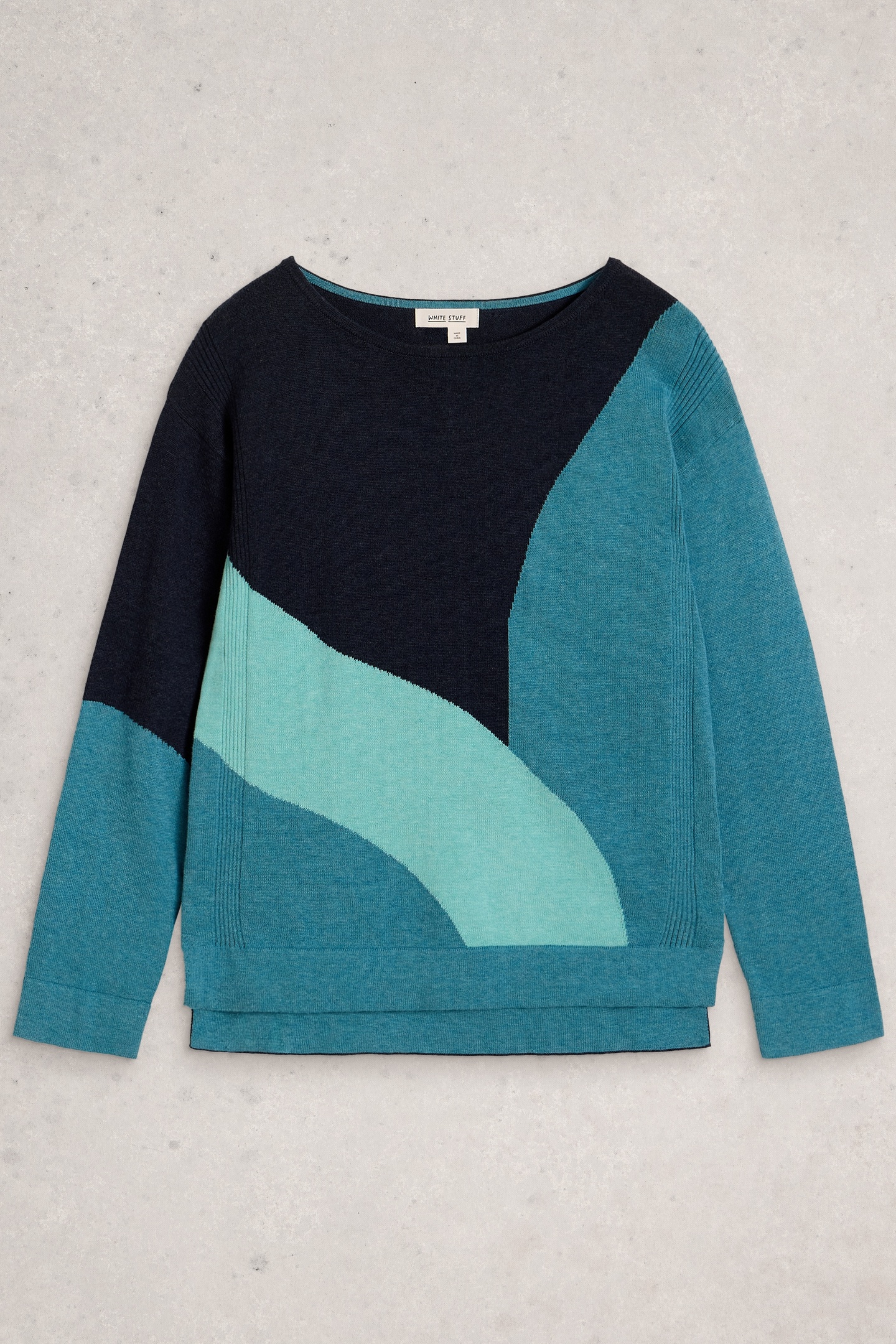 White Stuff Ophia Abstract Jumper Blue Multi Maat: 6 | Longsleeves Outlet | Dames | Blauw