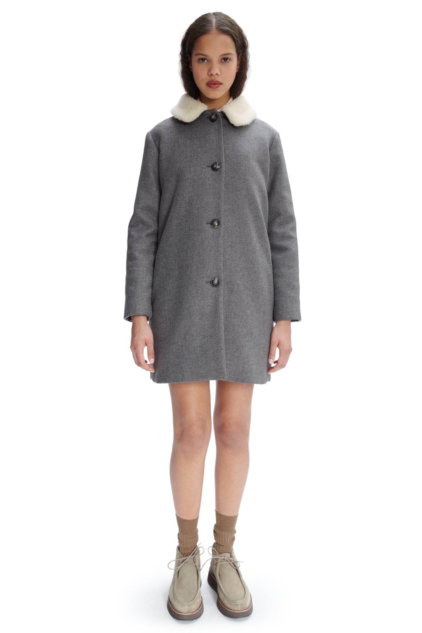 A.P.C. Coat New Doll Heathered Grey Maat: 34 | Single-Breasted Mantels Outlet | Dames | Grijs