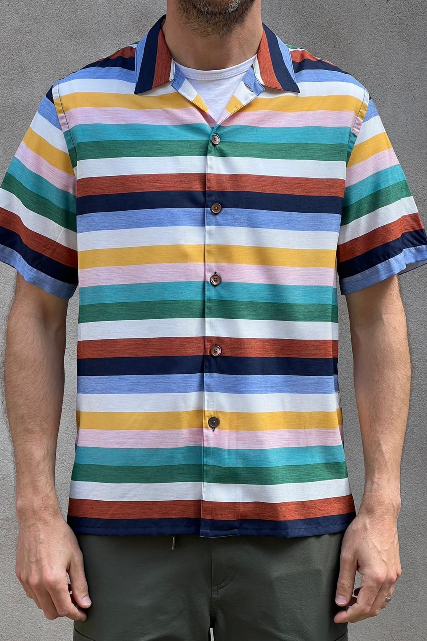 Paul Smith Mens Ss Casual Fit Shirt Cyclist Stripe Maat: XXL | Casual Overhemden Outlet | Heren | Blauw