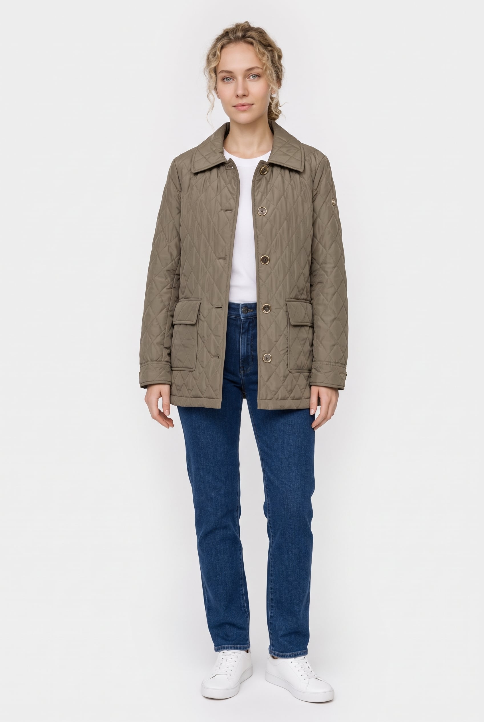 Michael Kors Button Up Quilted Jacket Safari Green Maat: XS | Jassen Outlet | Dames | Bruin