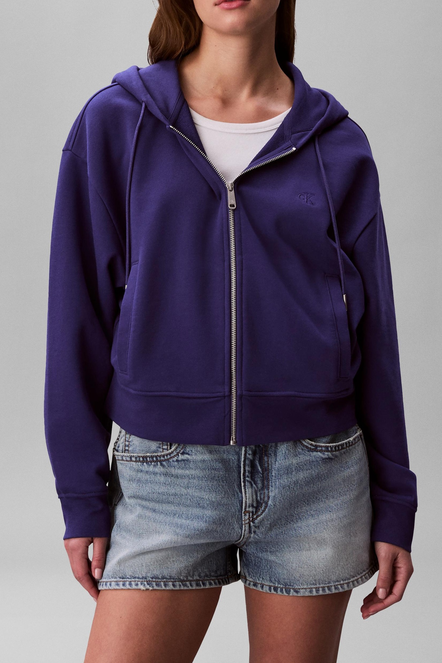 Calvin Klein Ls Monogram Terry Crew Steel Beams size M | Hoodies Outlet | Women