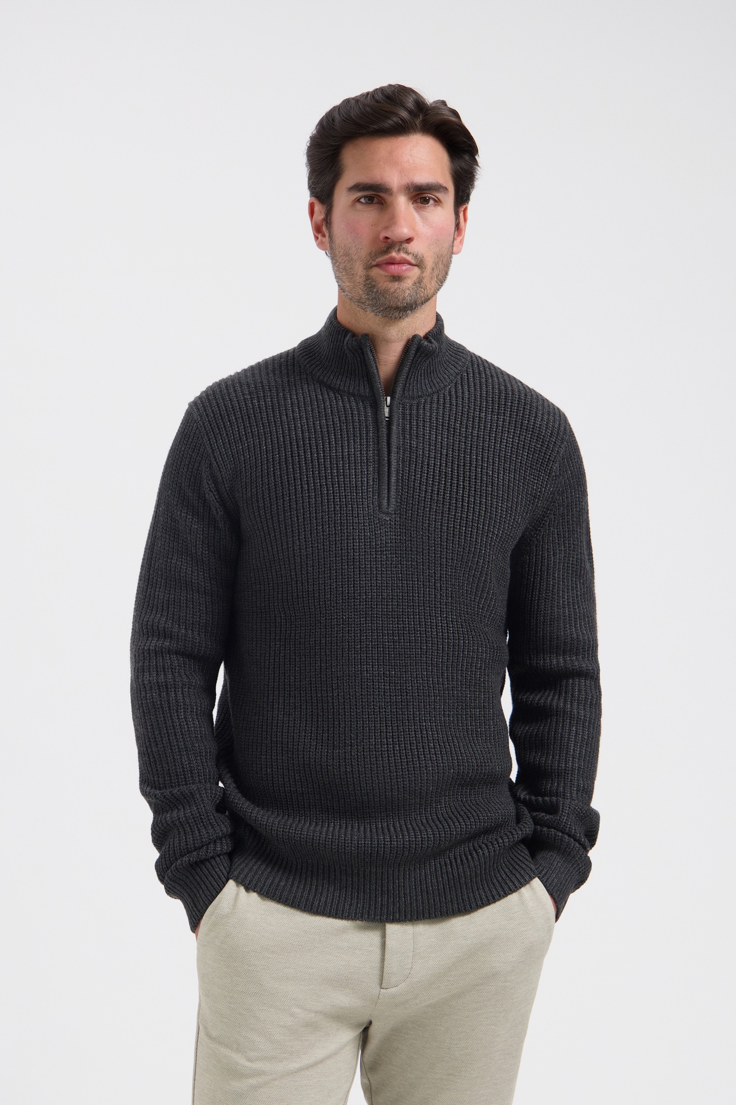 Dstrezzed Ds_skipper Ribknit Anthra Melange Anthra Melange Maat: XL | Coltruien Outlet | Heren | Grijs