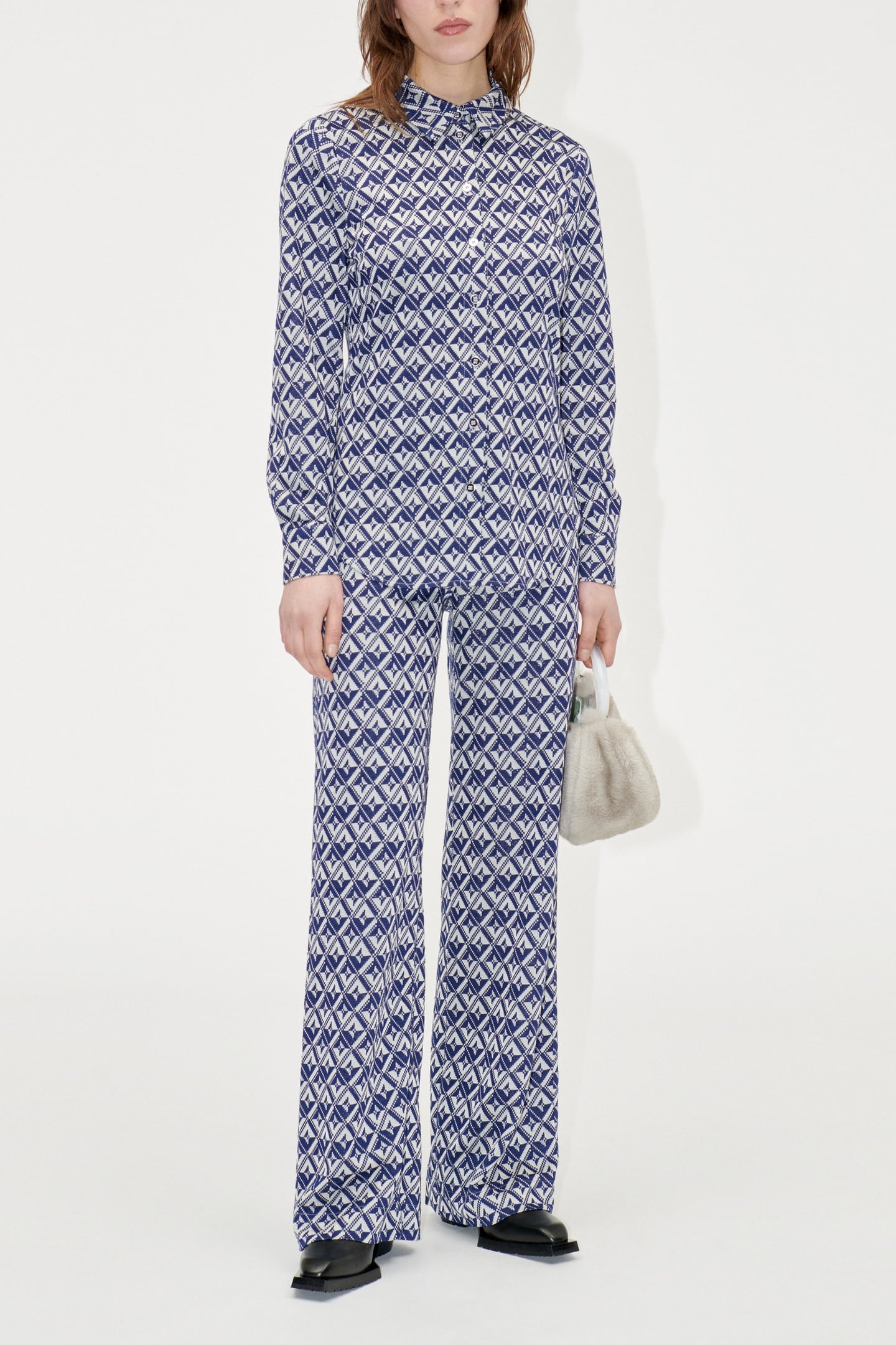 Stine Goya Sabina Shirt Long Sleeve Pixelated Rhombus Taglia: XXS | Maglie a manica lunga Outlet | Donna