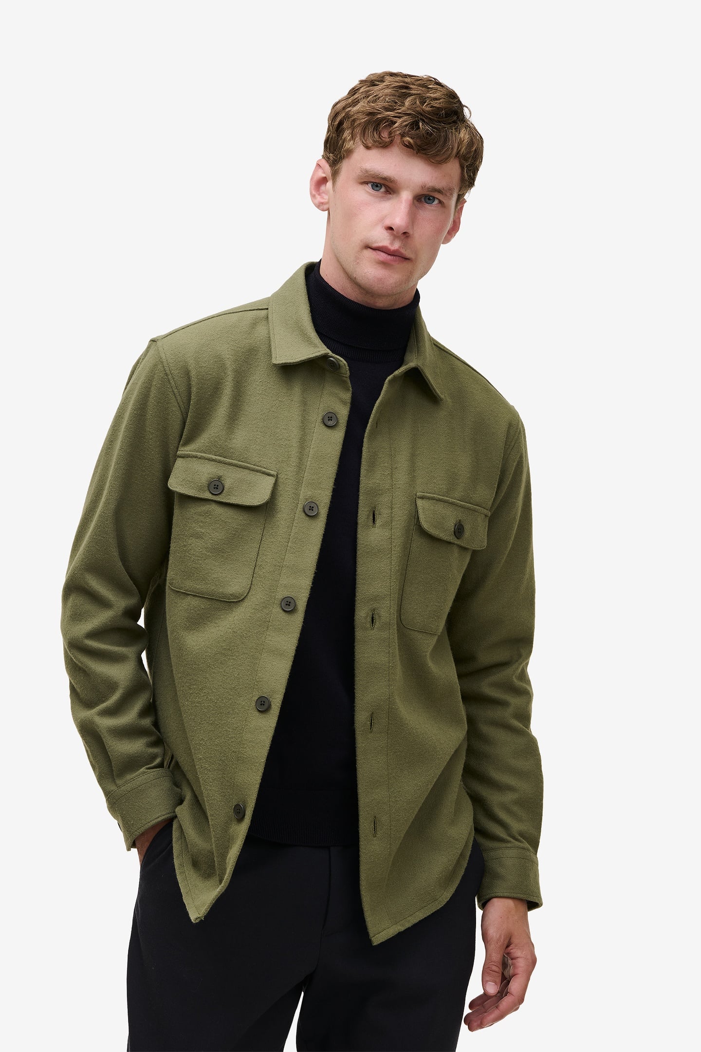 No Label Ohio Flannel Cotton Green Maat: M | Casual Overhemden Outlet | Heren | Groen