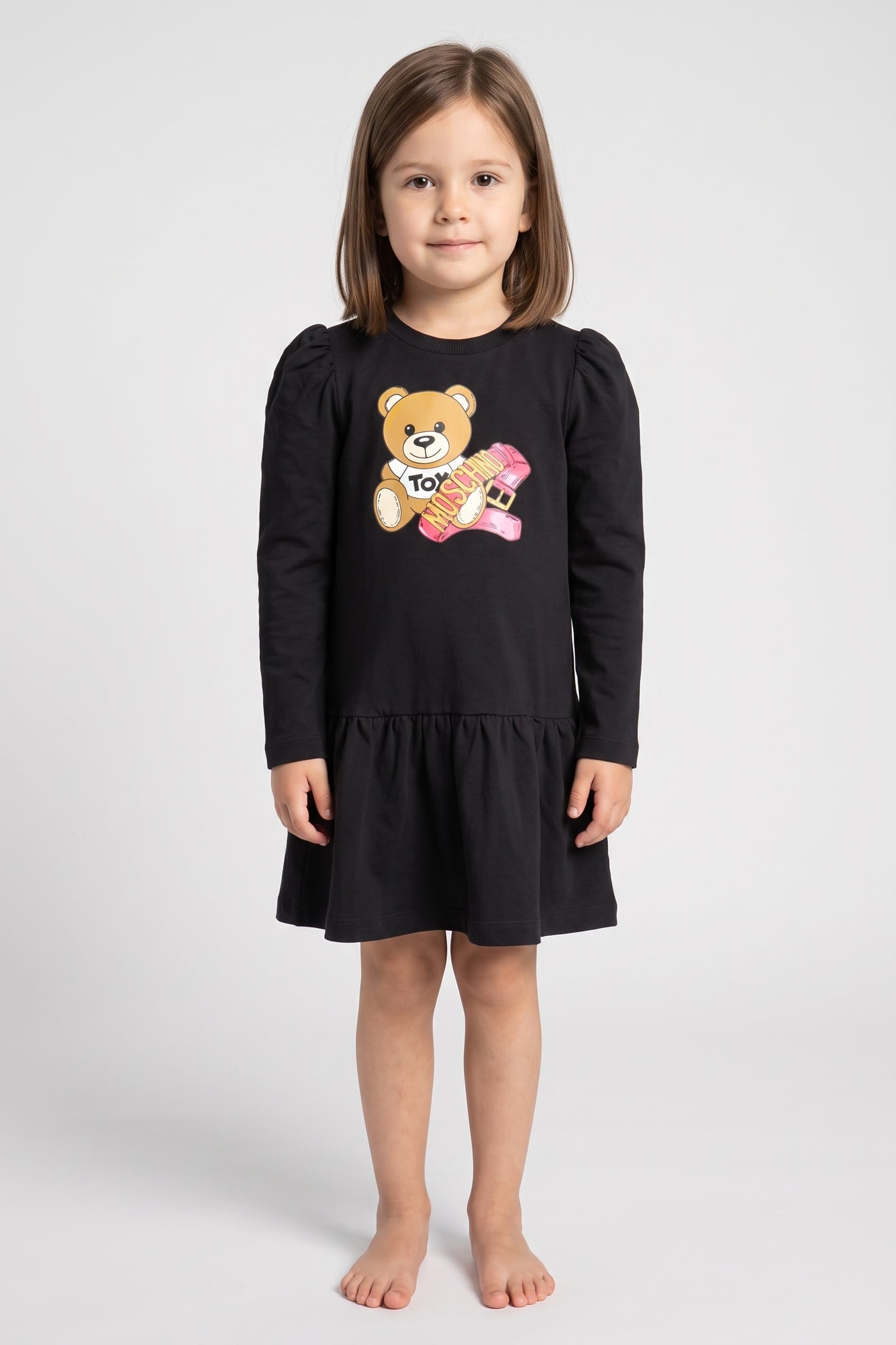 Moschino Girl's Teddy Bear Fleece Dress Black Maat: 6 | Jurken Outlet | kids | Zwart