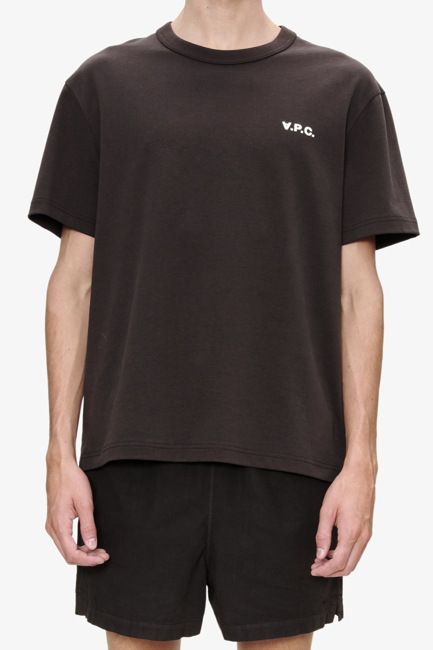 A.P.C. Unisex T-shirt Boxy Small Brown/ecru Maat: XS | Outlet | Unisex | Bruin