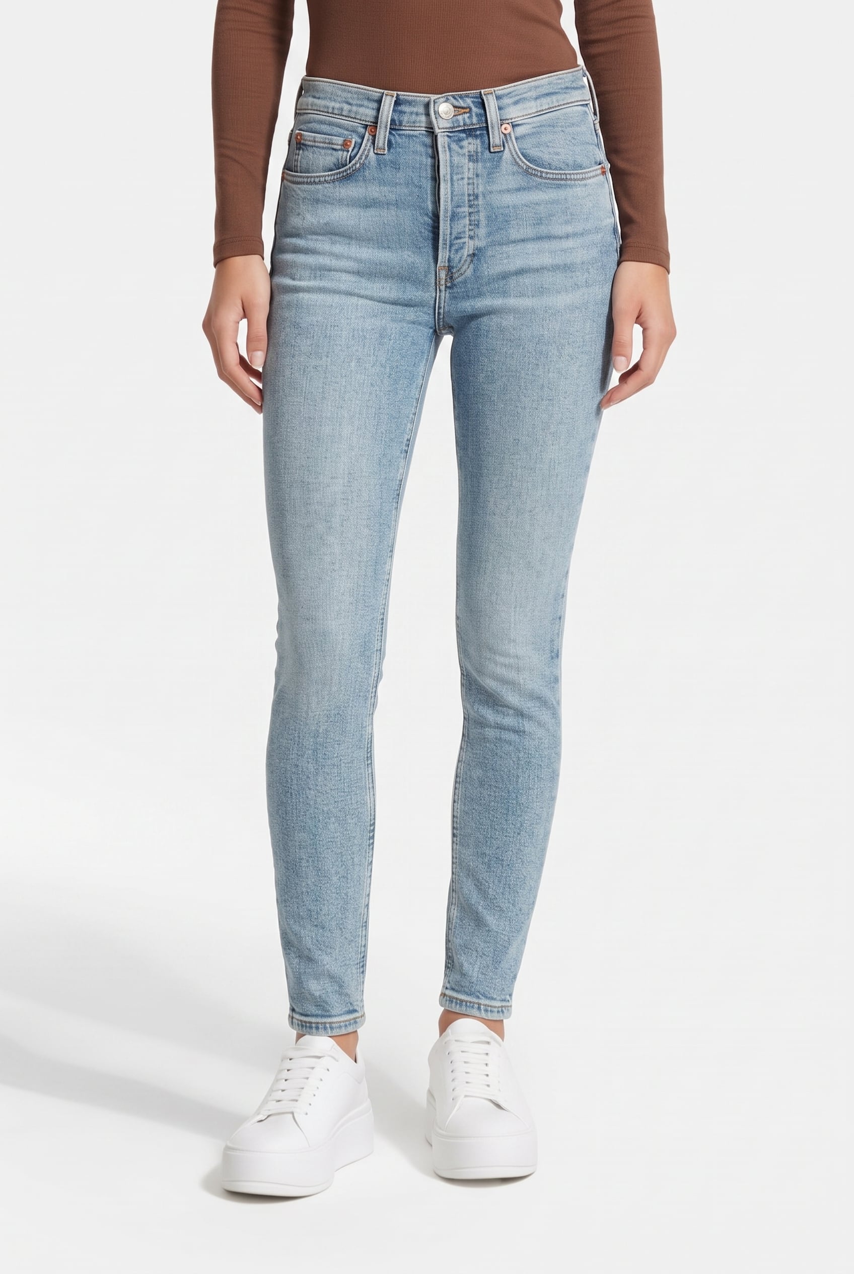 RE/DONE 90s High Rise Ankle Crop Mid 90s Maat: W32 | Skinny Jeans Outlet | Dames | Blauw
