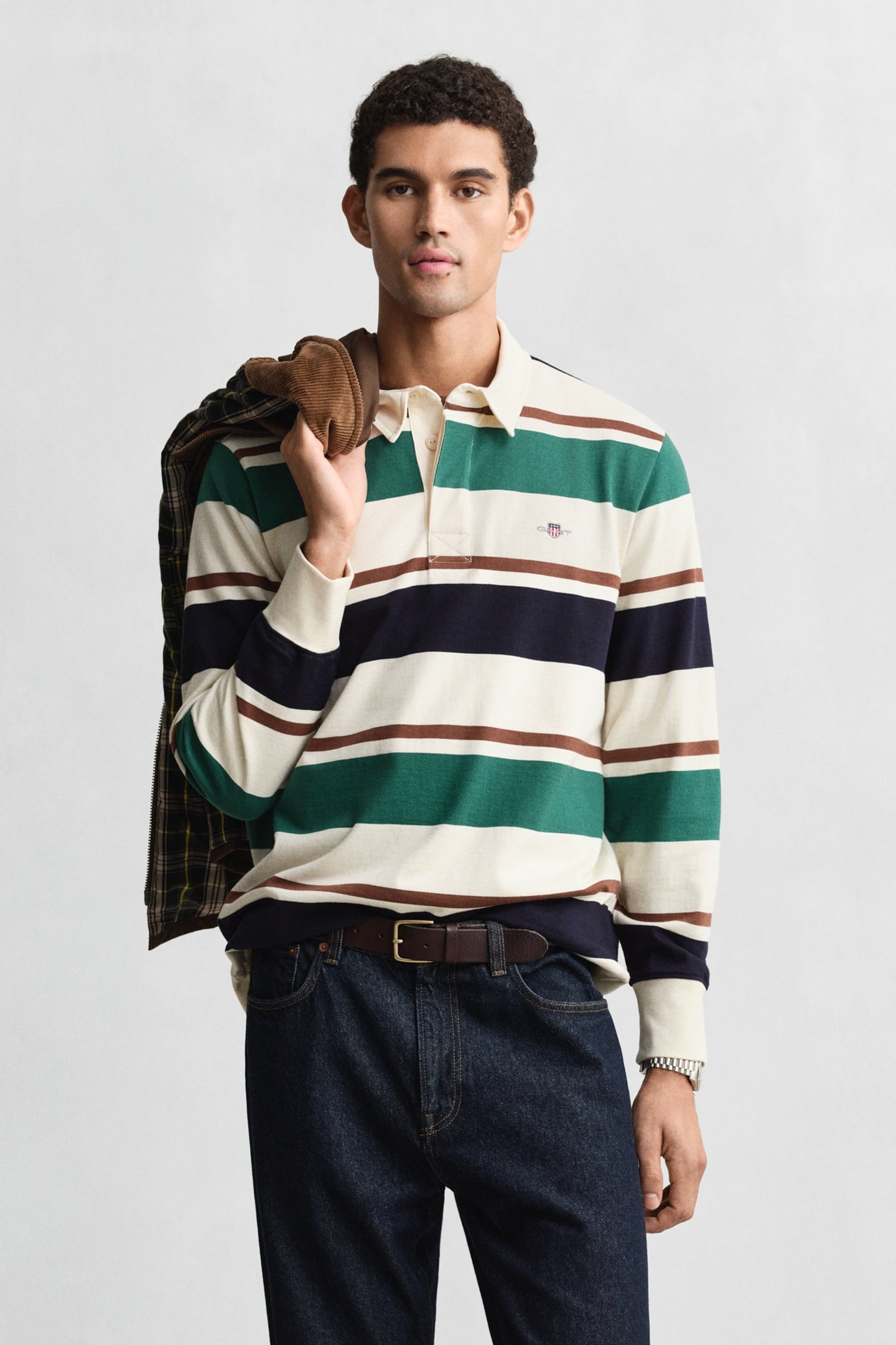GANT Striped Heavy Rugger Cream Taille: L | T-Shirts Outlet | Homme | Blanche
